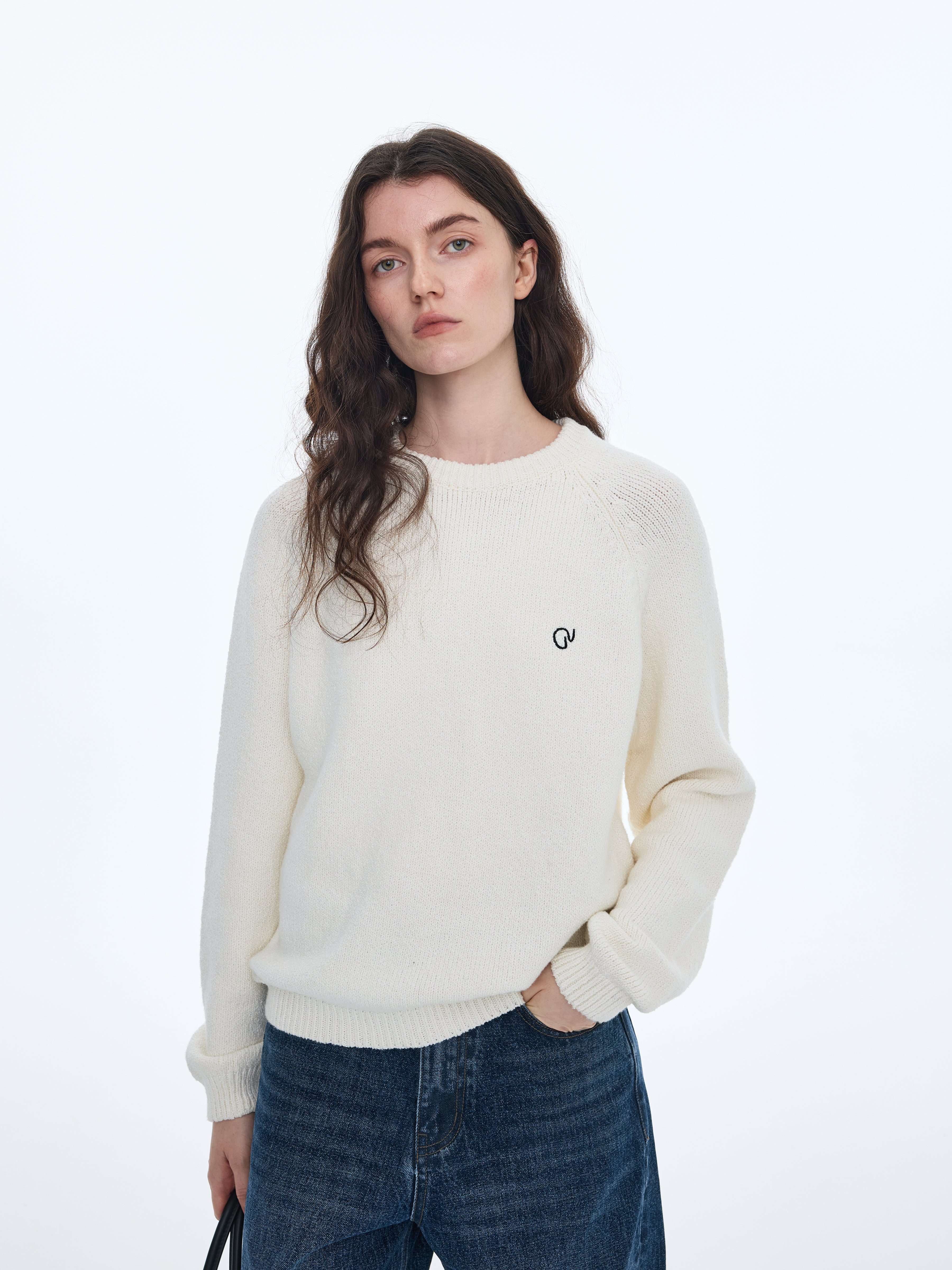 Suéter de punto fino de mezcla de algodón