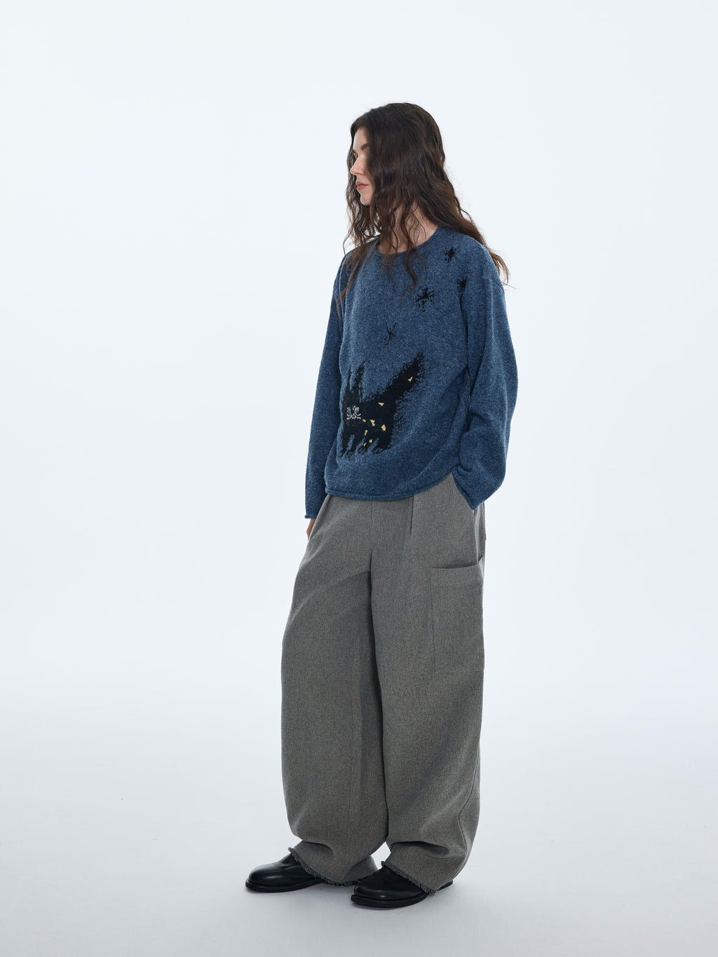 Tejido de punto jacquard de gato en mezcla de lana