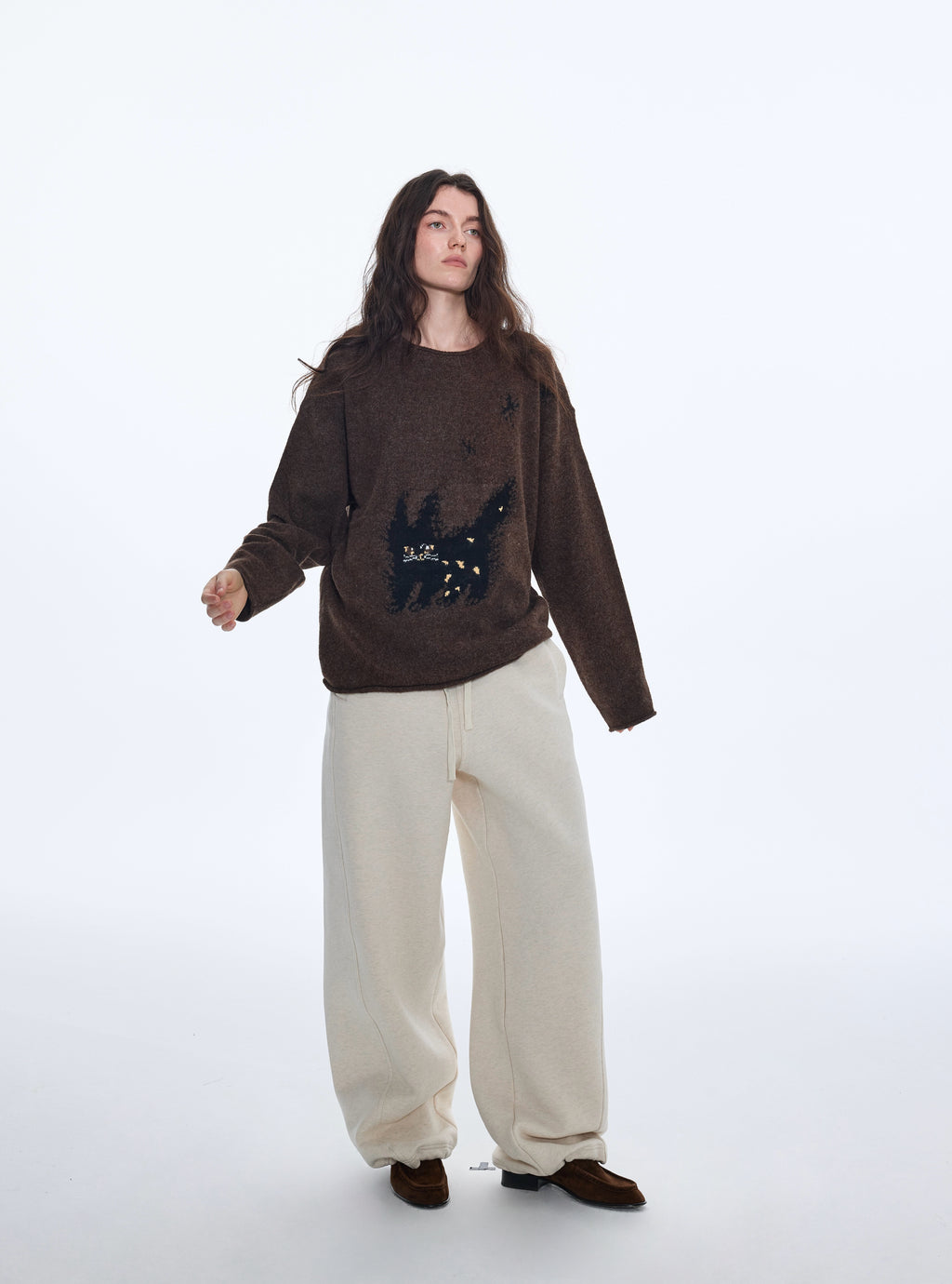 Tejido de punto jacquard de gato en mezcla de lana