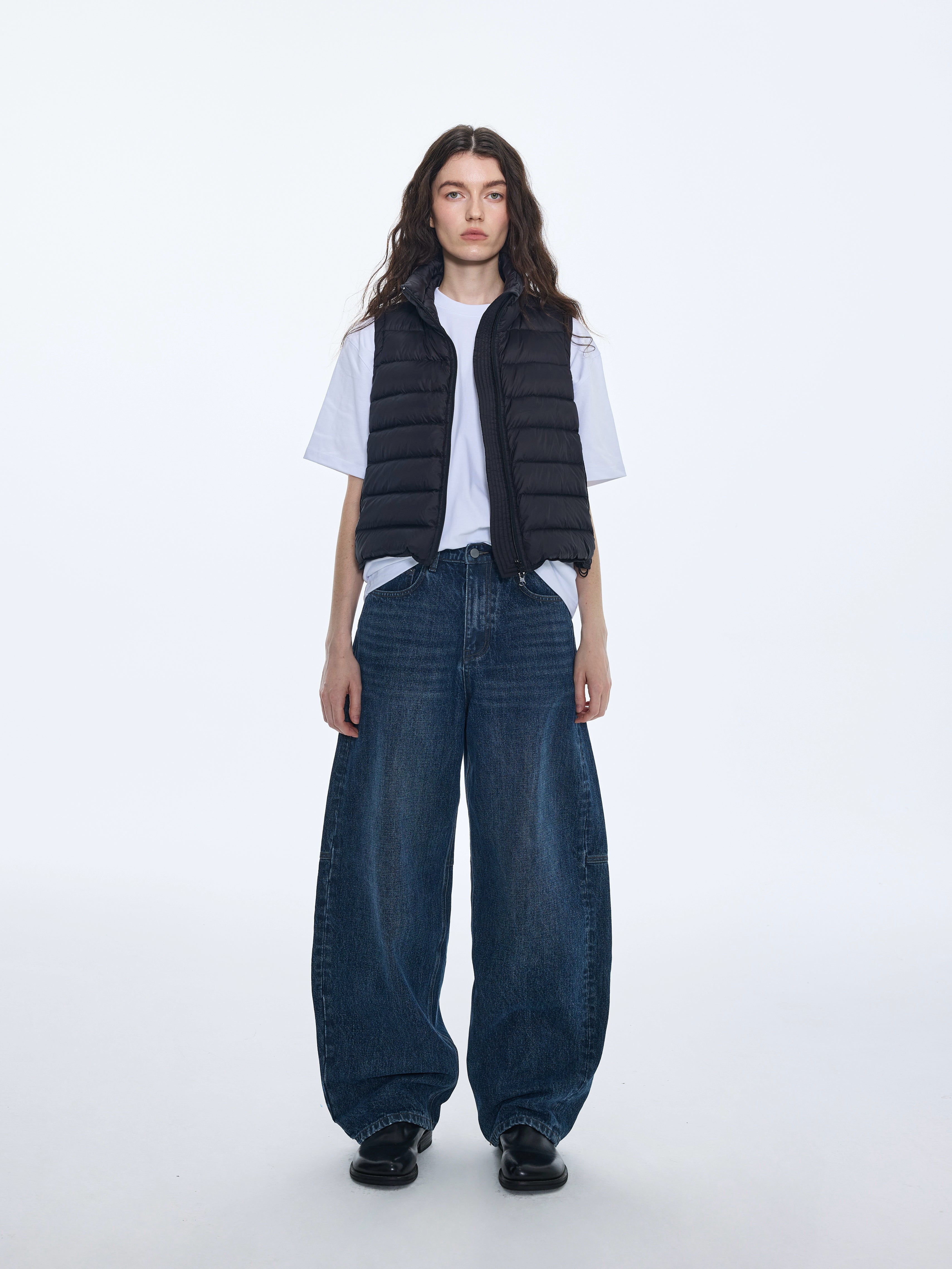 Chaleco acolchado de plumón de ganso sin mangas 