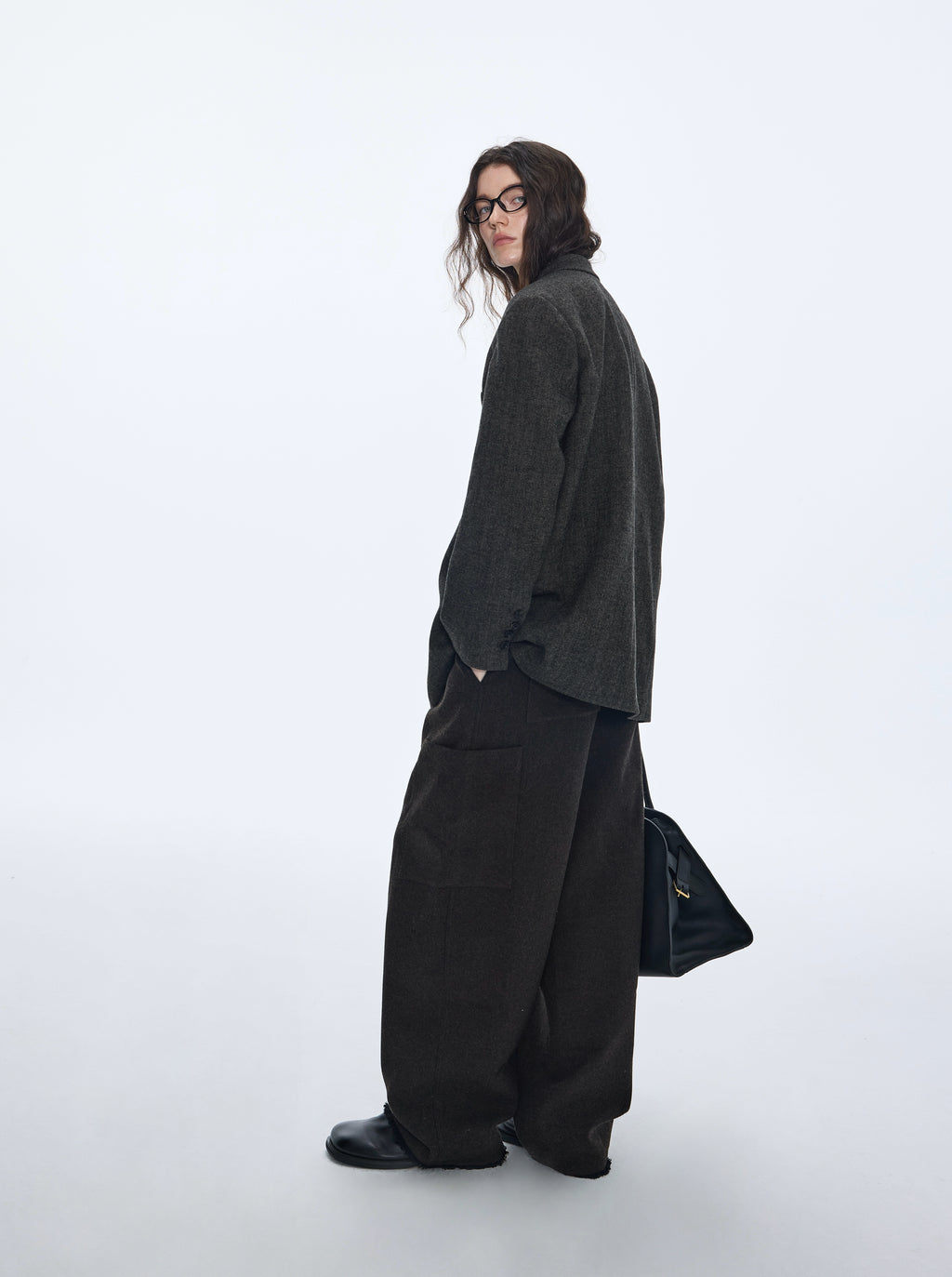 Pantalon à poches en laine mélangée 