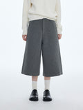Textured Wool‑Blend Cropped Trousers