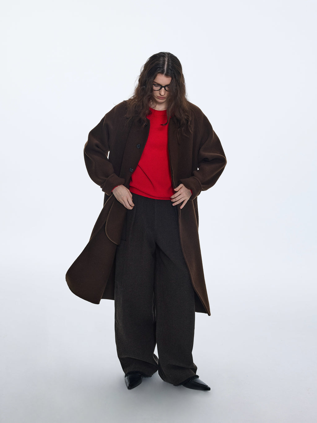 Pantalon à poches en laine mélangée 