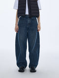 Curved‑Seam Bamboo‑Texture Jeans