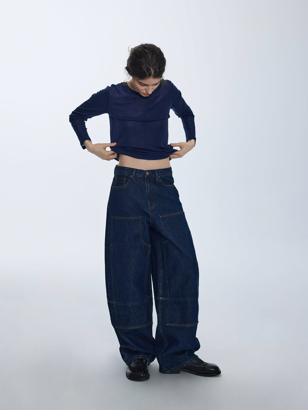 Utility‑Pocket Wide‑Leg Jeans
