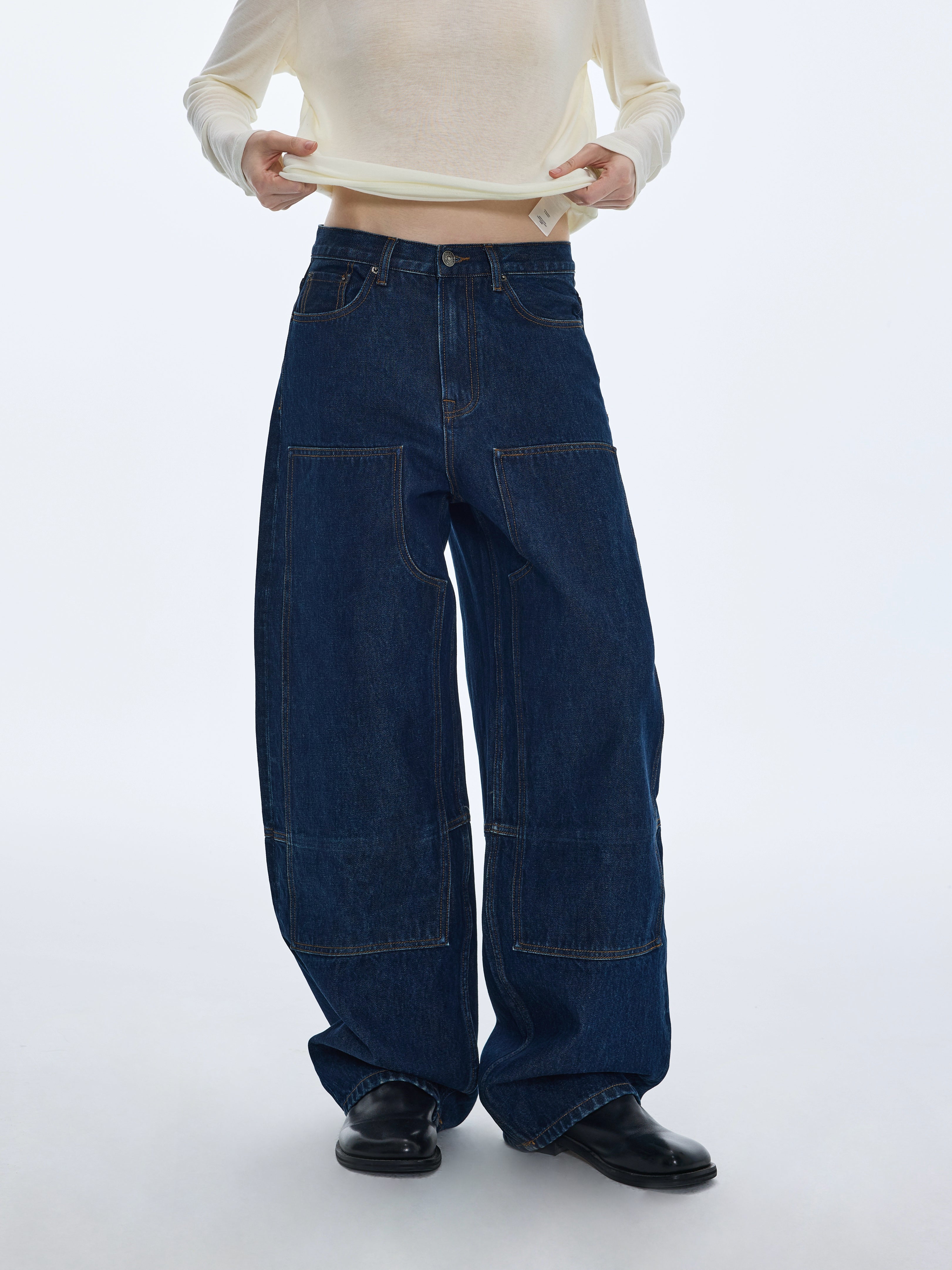 Vaqueros de pierna ancha con bolsillos utilitarios