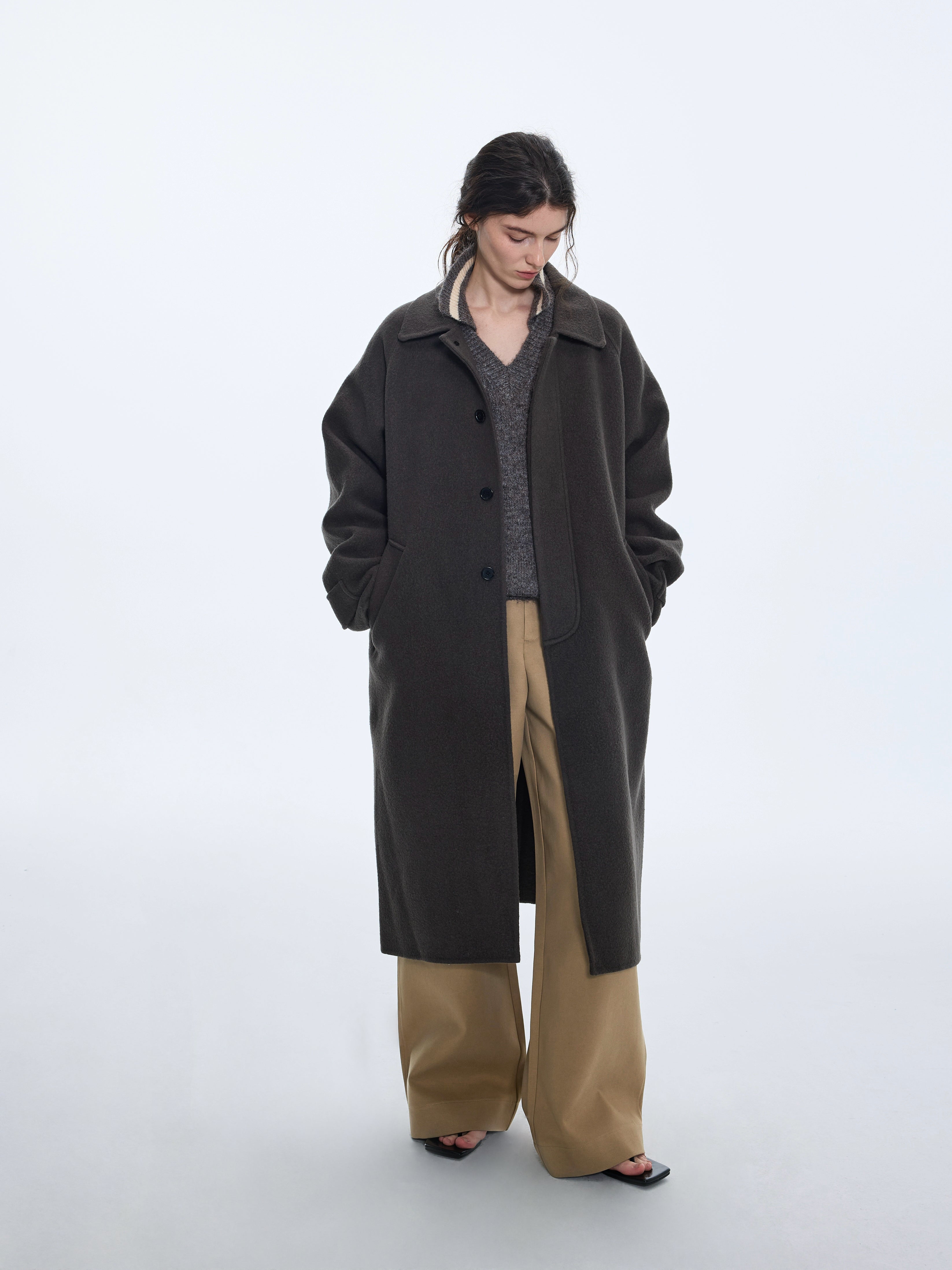 Pantalon à boutons latéraux en lyocell et coton 