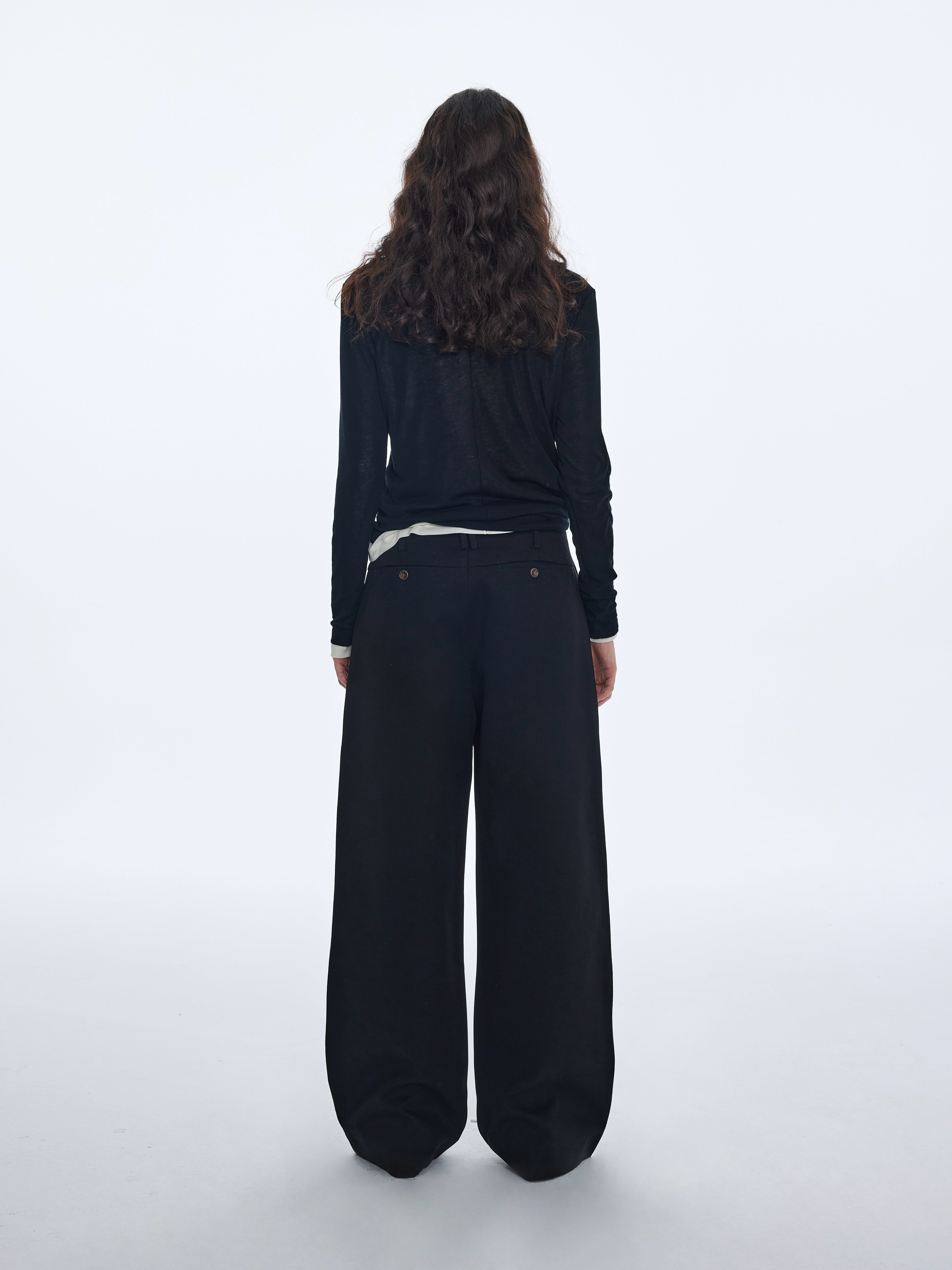 Pantalon à boutons latéraux en lyocell et coton 