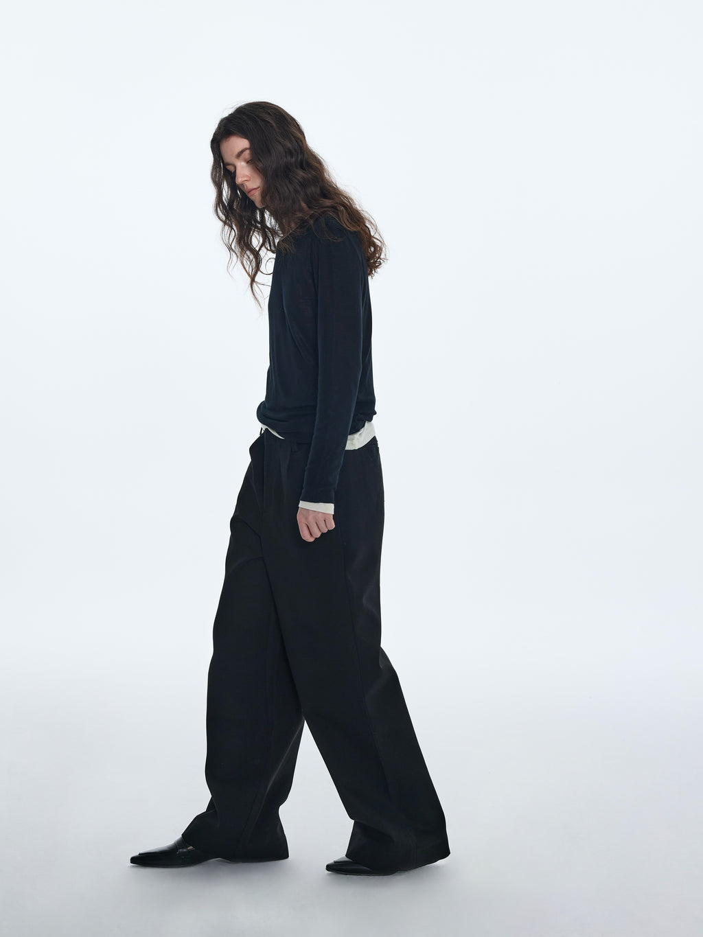 Pantalon à boutons latéraux en lyocell et coton 