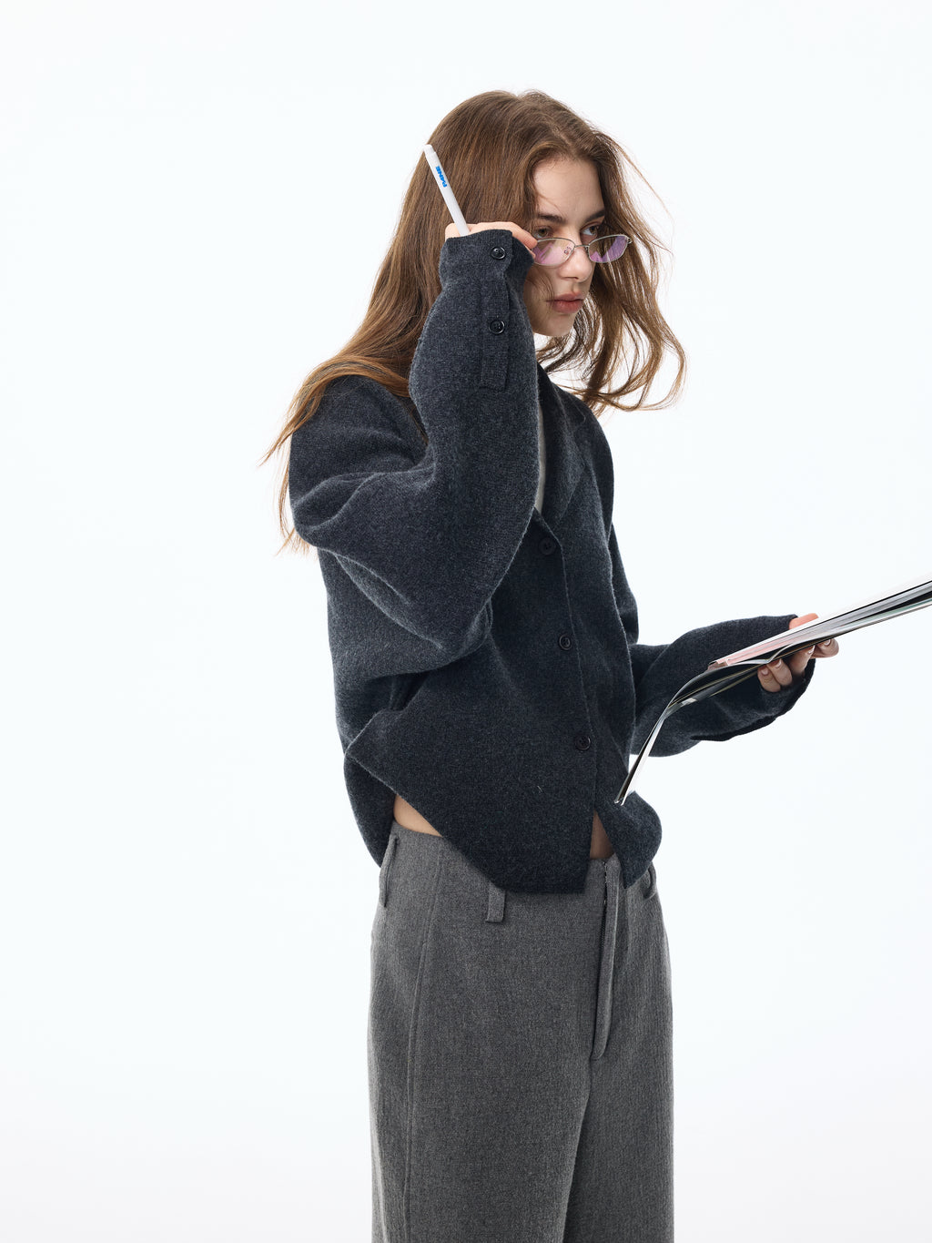 High‑Twist Wool Blazer Knit Cardigan