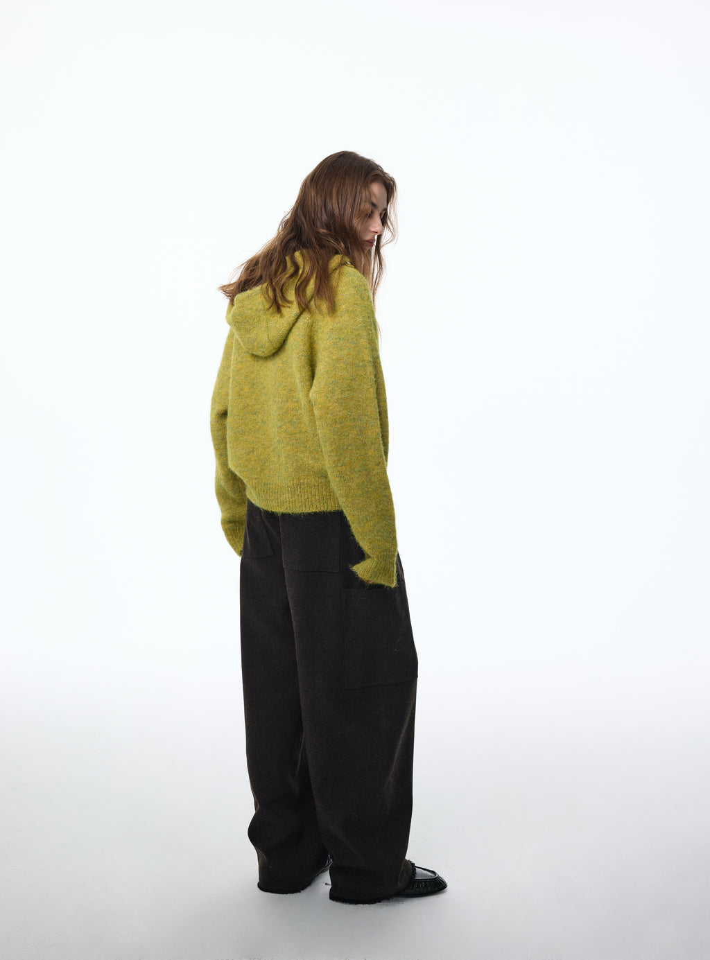 Gilet à capuche texturé en laine mélangée