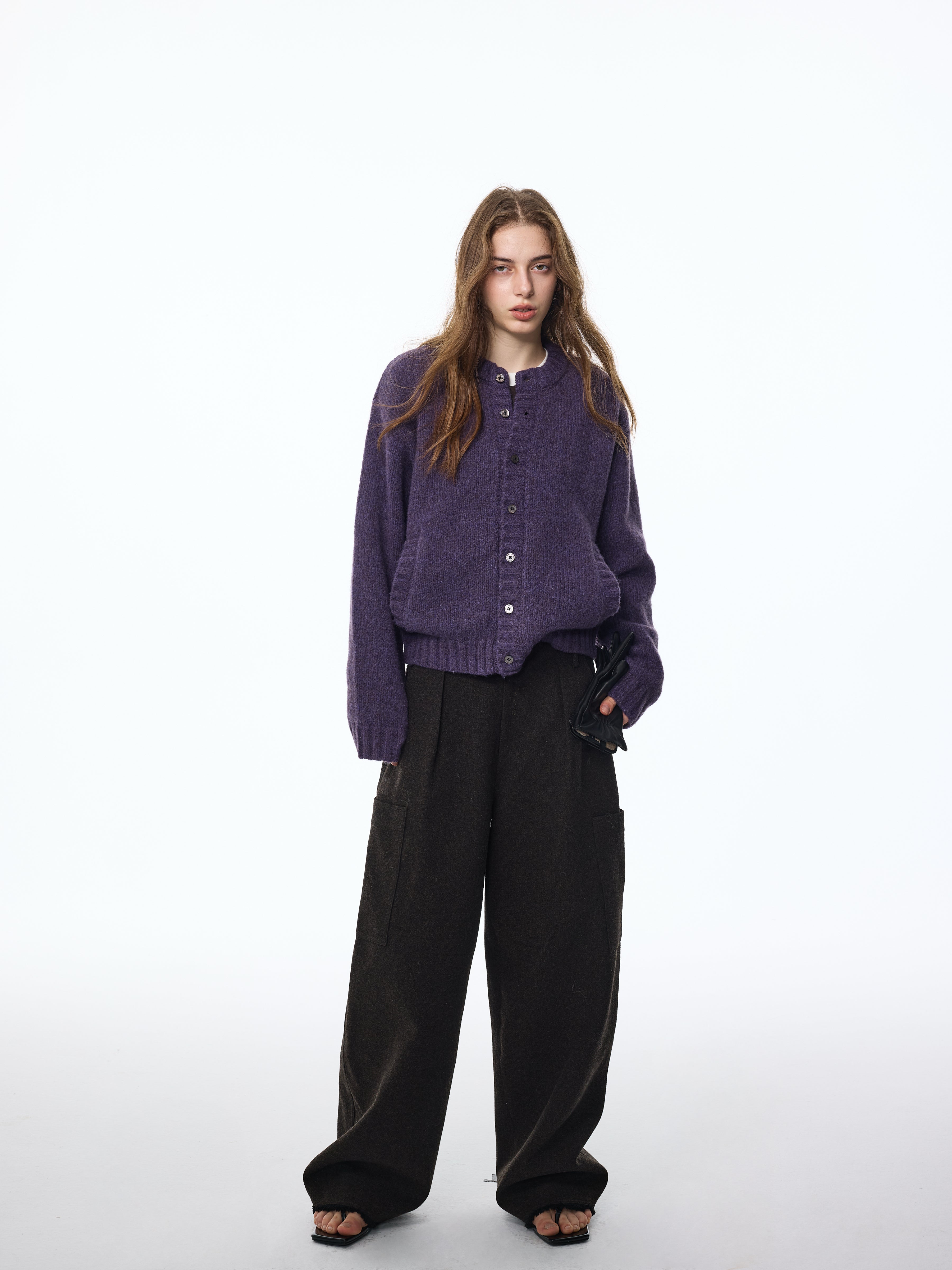 Gilet à poches en laine mélangée