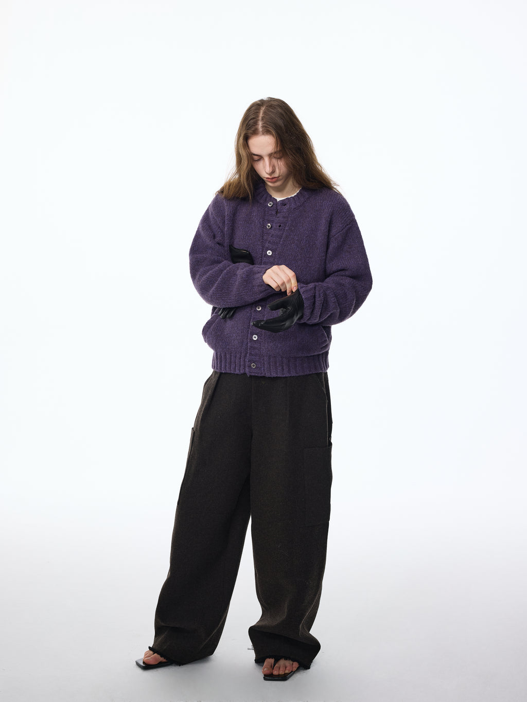 Cárdigan de mezcla de lana con bolsillos