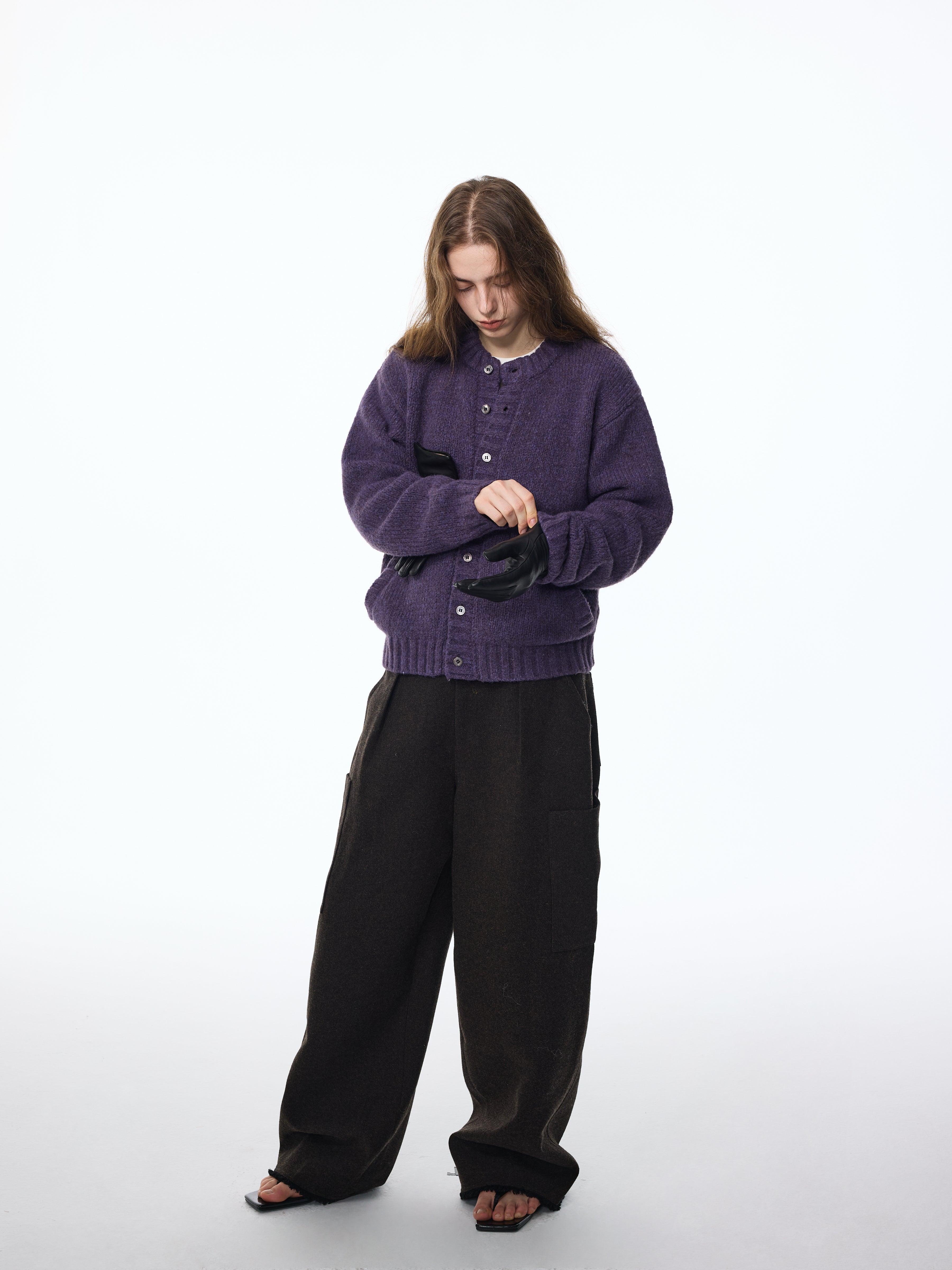 Gilet à poches en laine mélangée