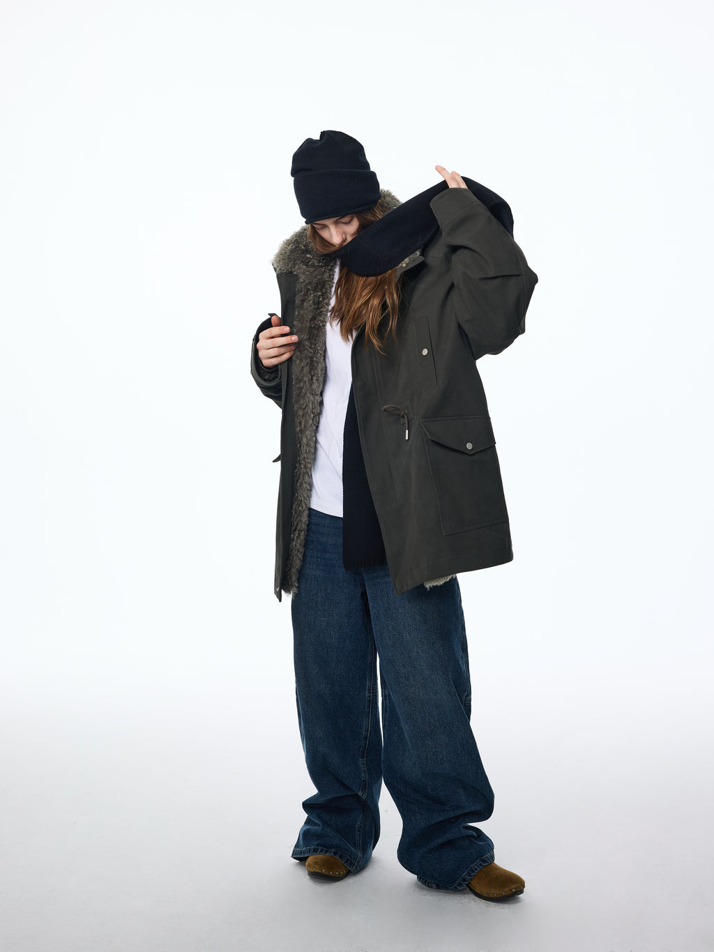 Parka de plumón con capucha desmontable