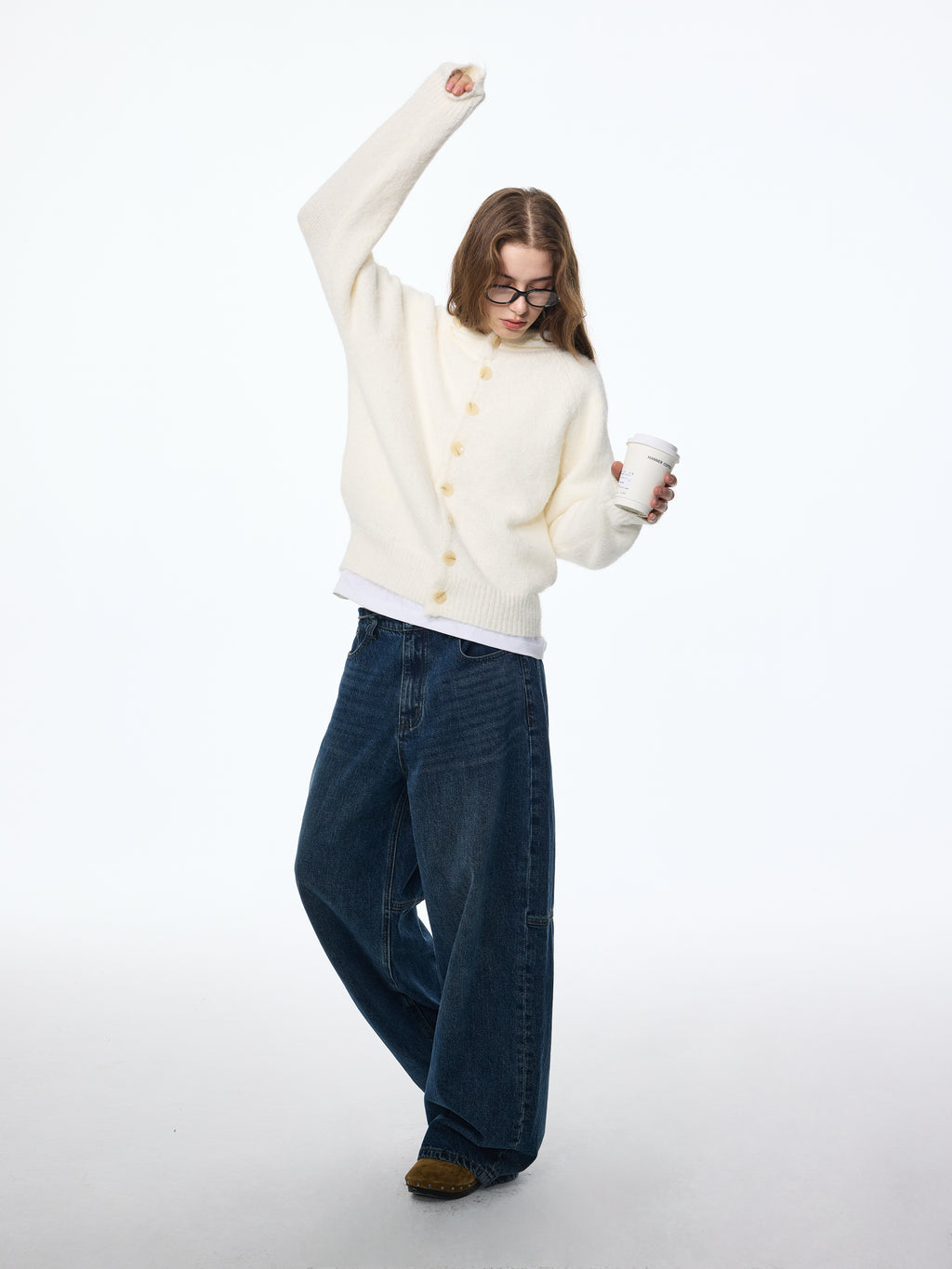 Gilet à capuche texturé en laine mélangée