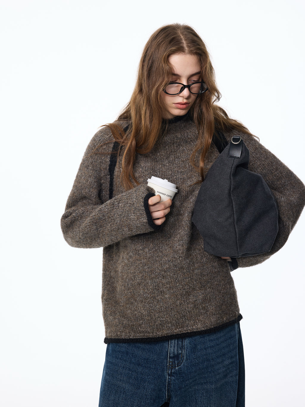 Jersey de cuello alto de mezcla de lana