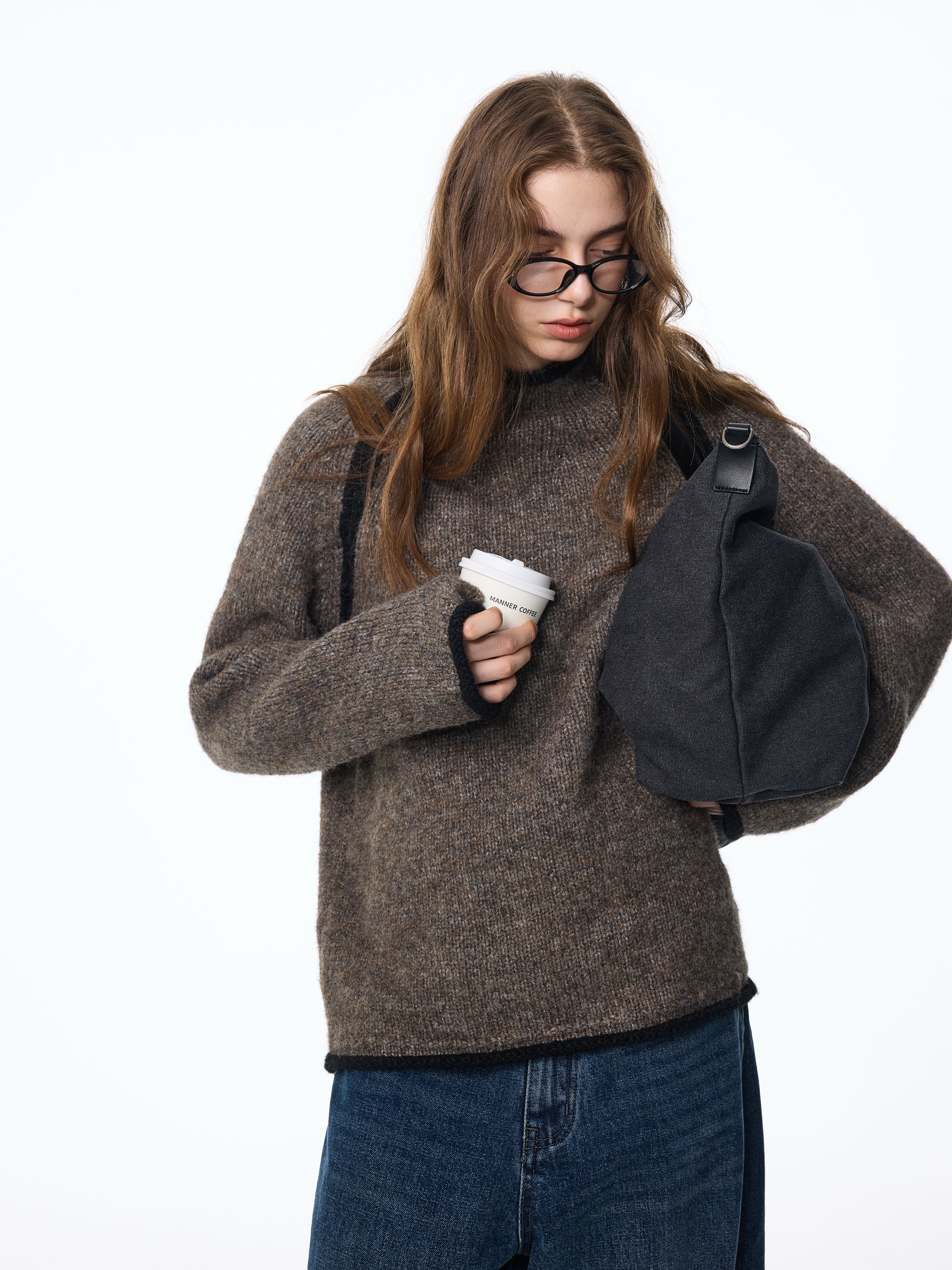 Jersey de cuello alto de mezcla de lana