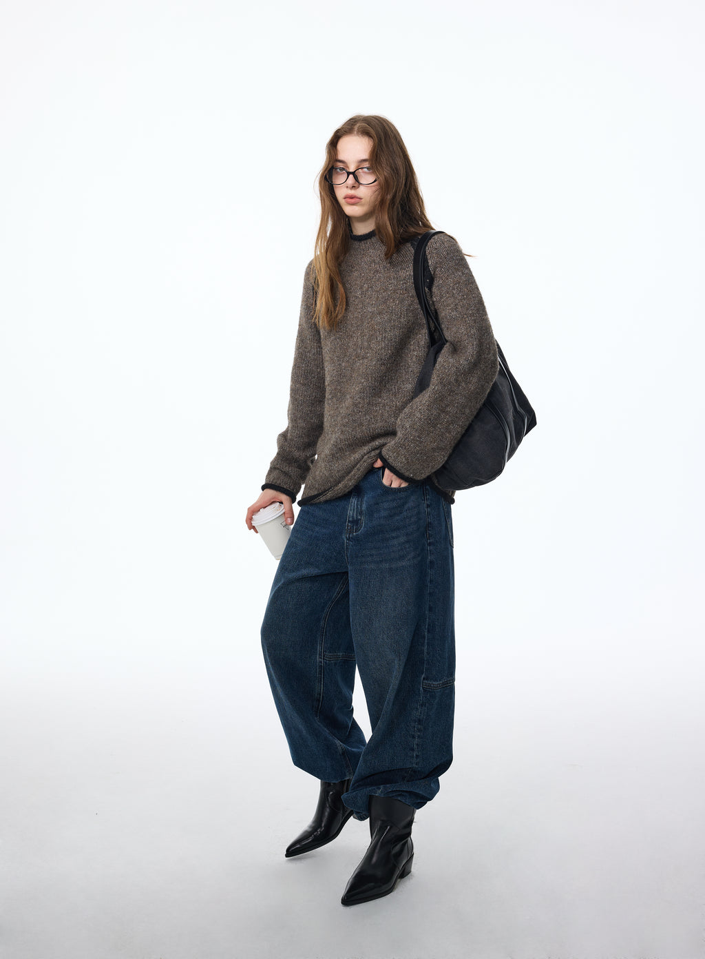 Jersey de cuello alto de mezcla de lana