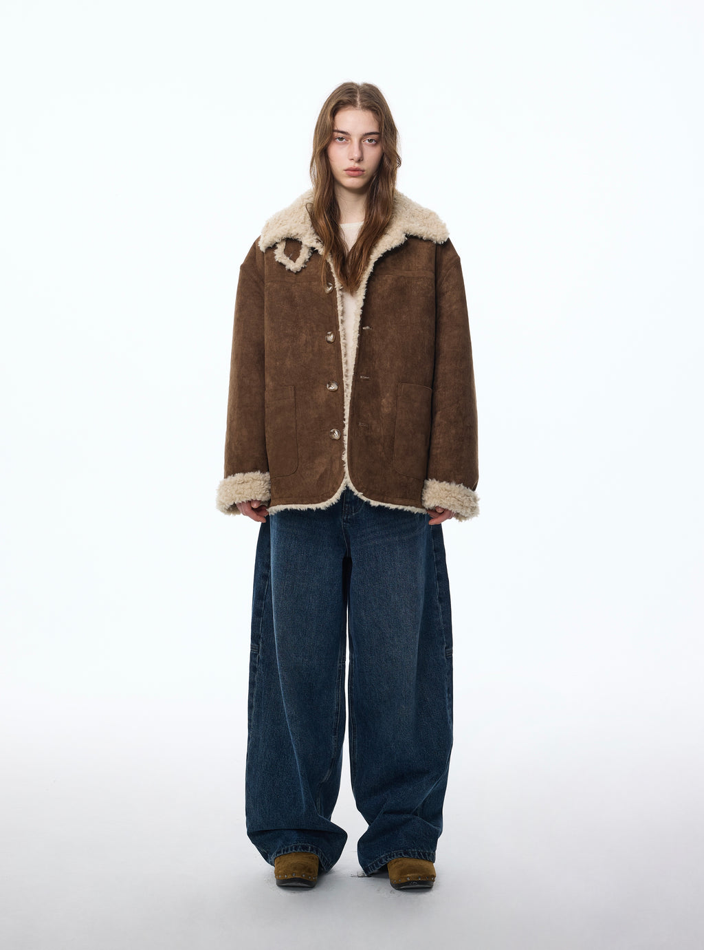 Veste réversible effet peau de mouton retournée 