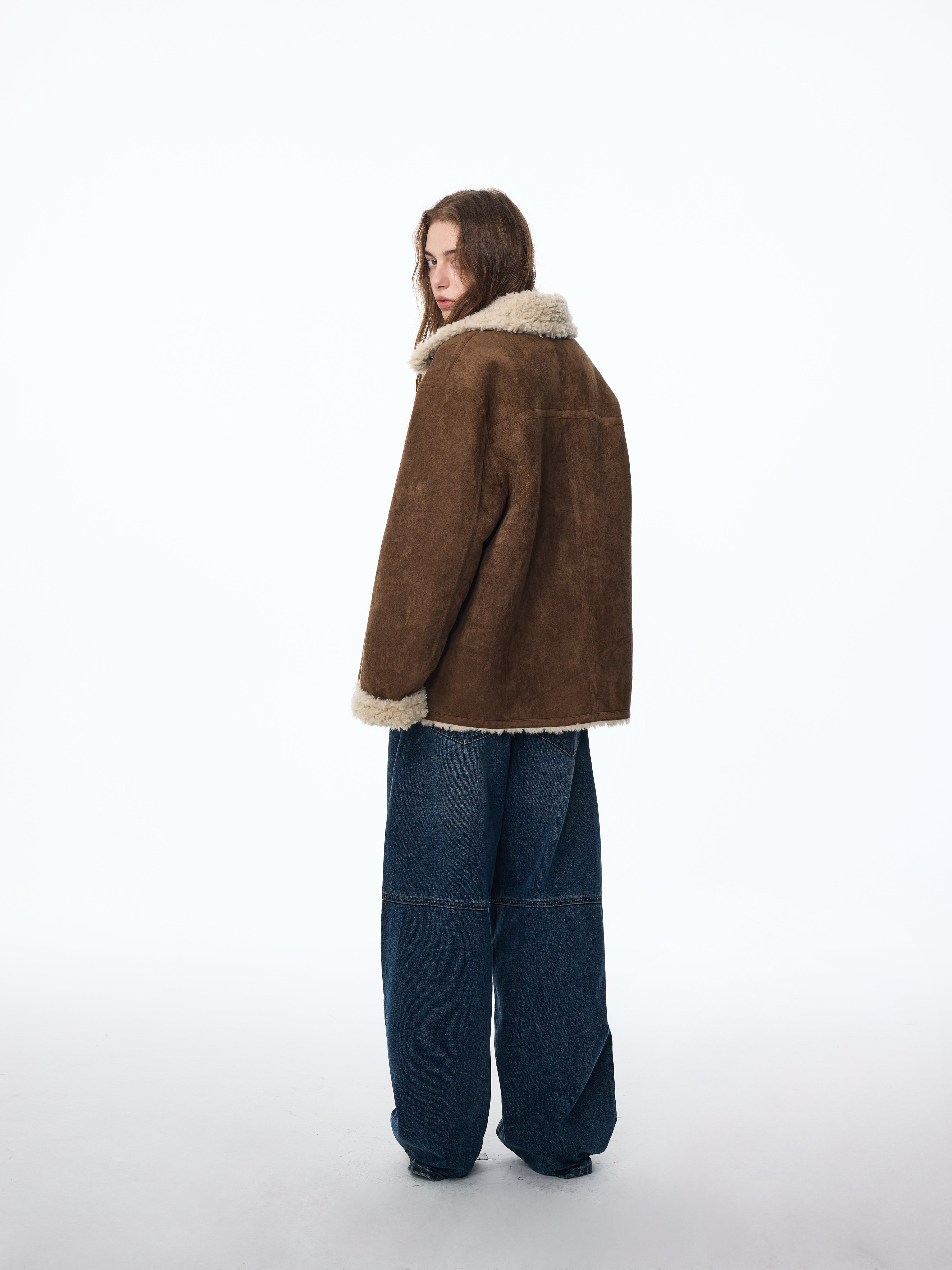 Veste réversible effet peau de mouton retournée 