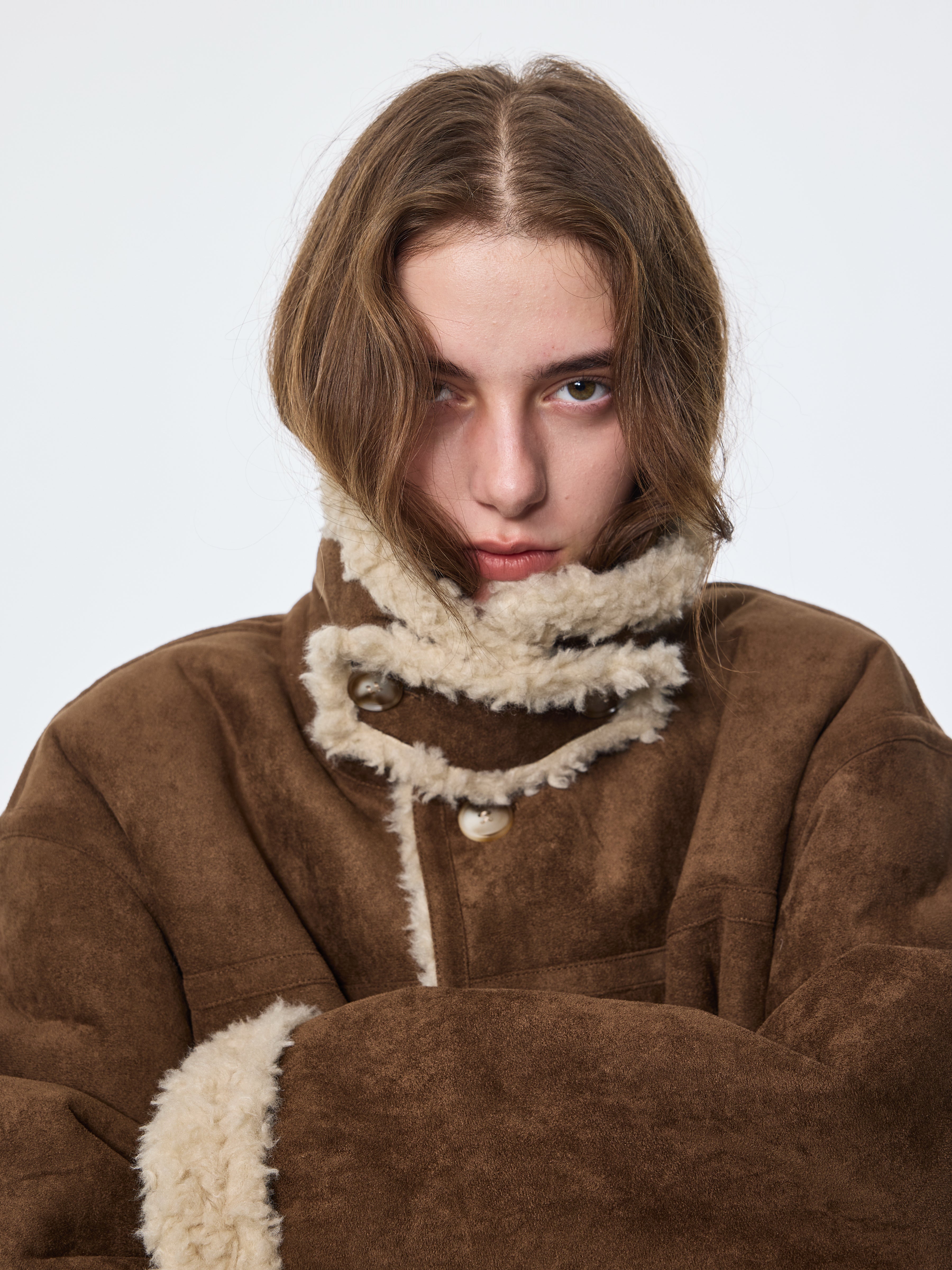 Veste réversible effet peau de mouton retournée 