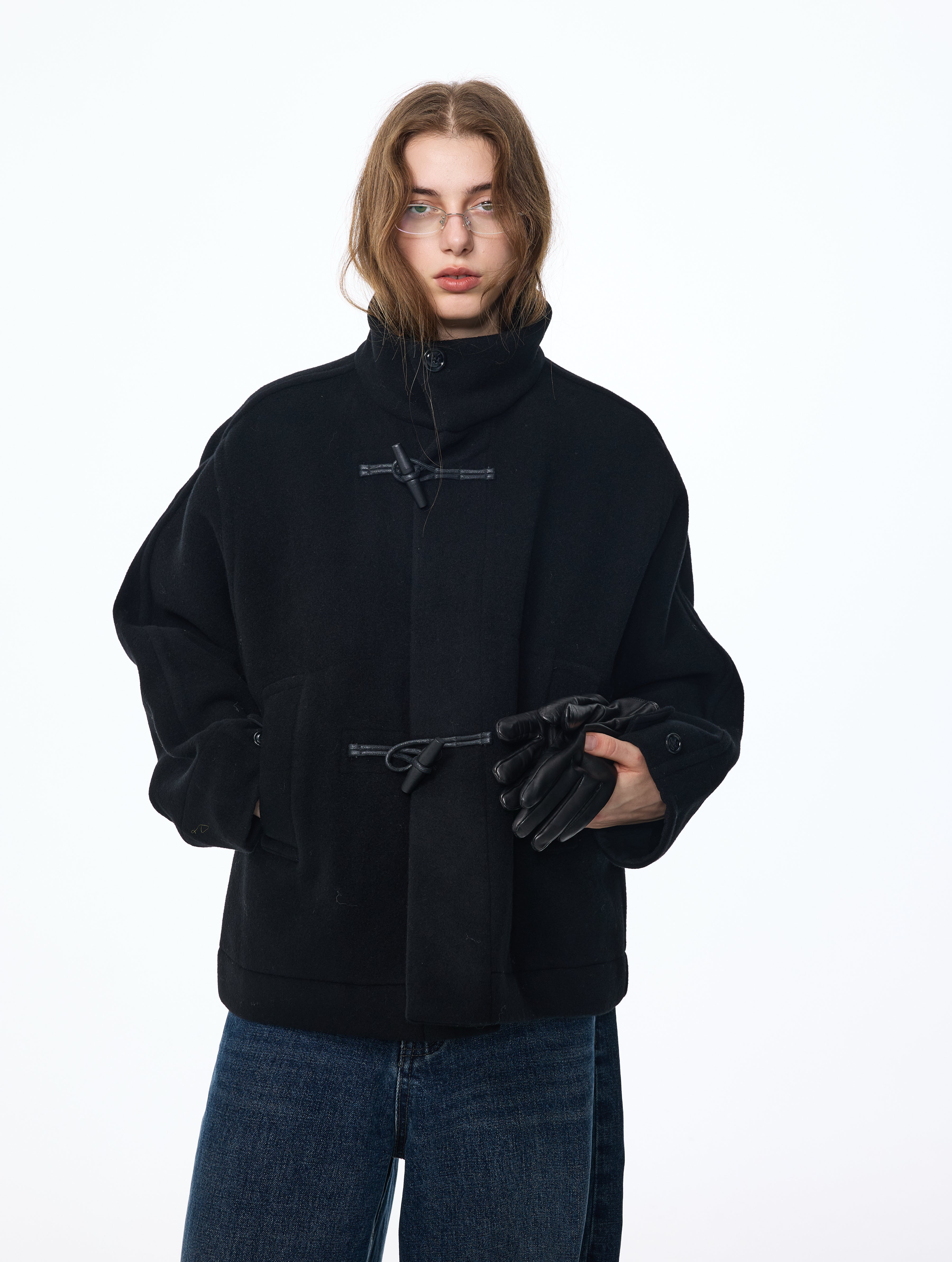 Duffle-coat en laine à haute torsion