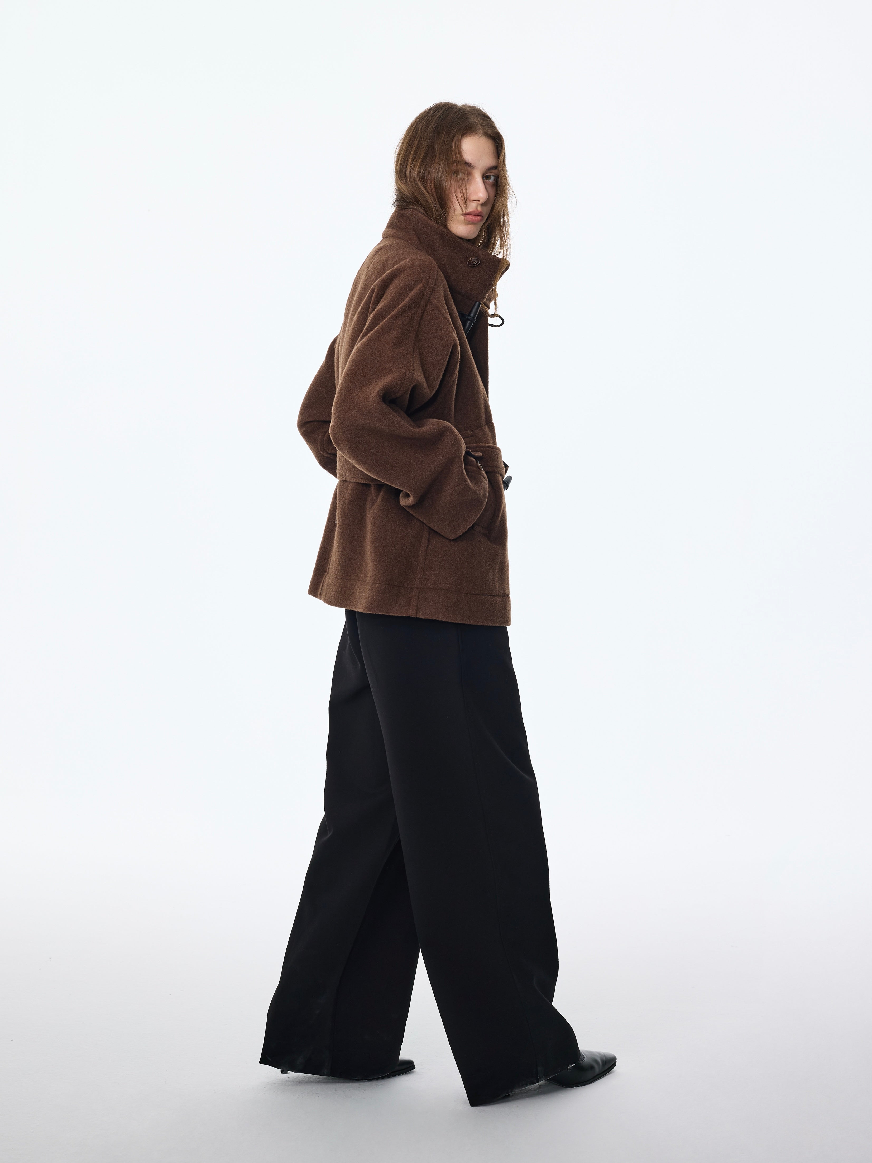 Duffle-coat en laine à haute torsion