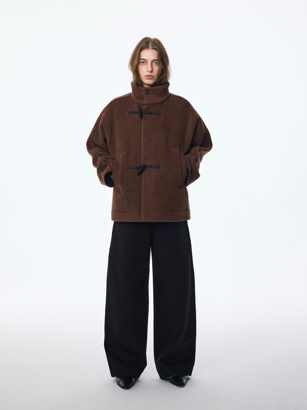 Duffle-coat en laine à haute torsion