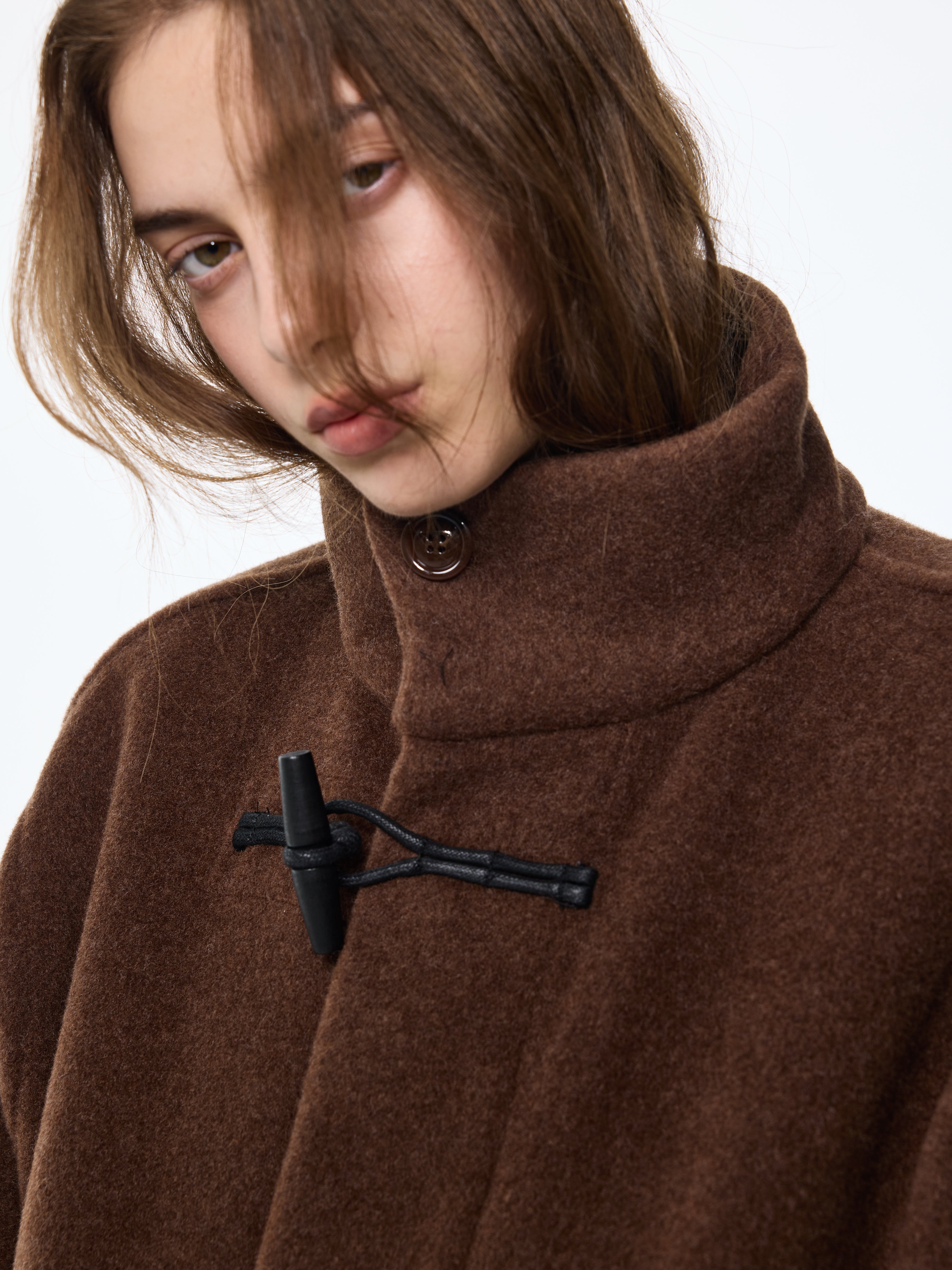 Duffle-coat en laine à haute torsion