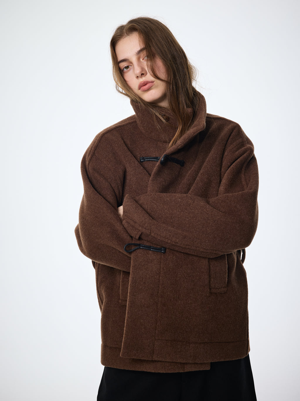 Duffle-coat en laine à haute torsion