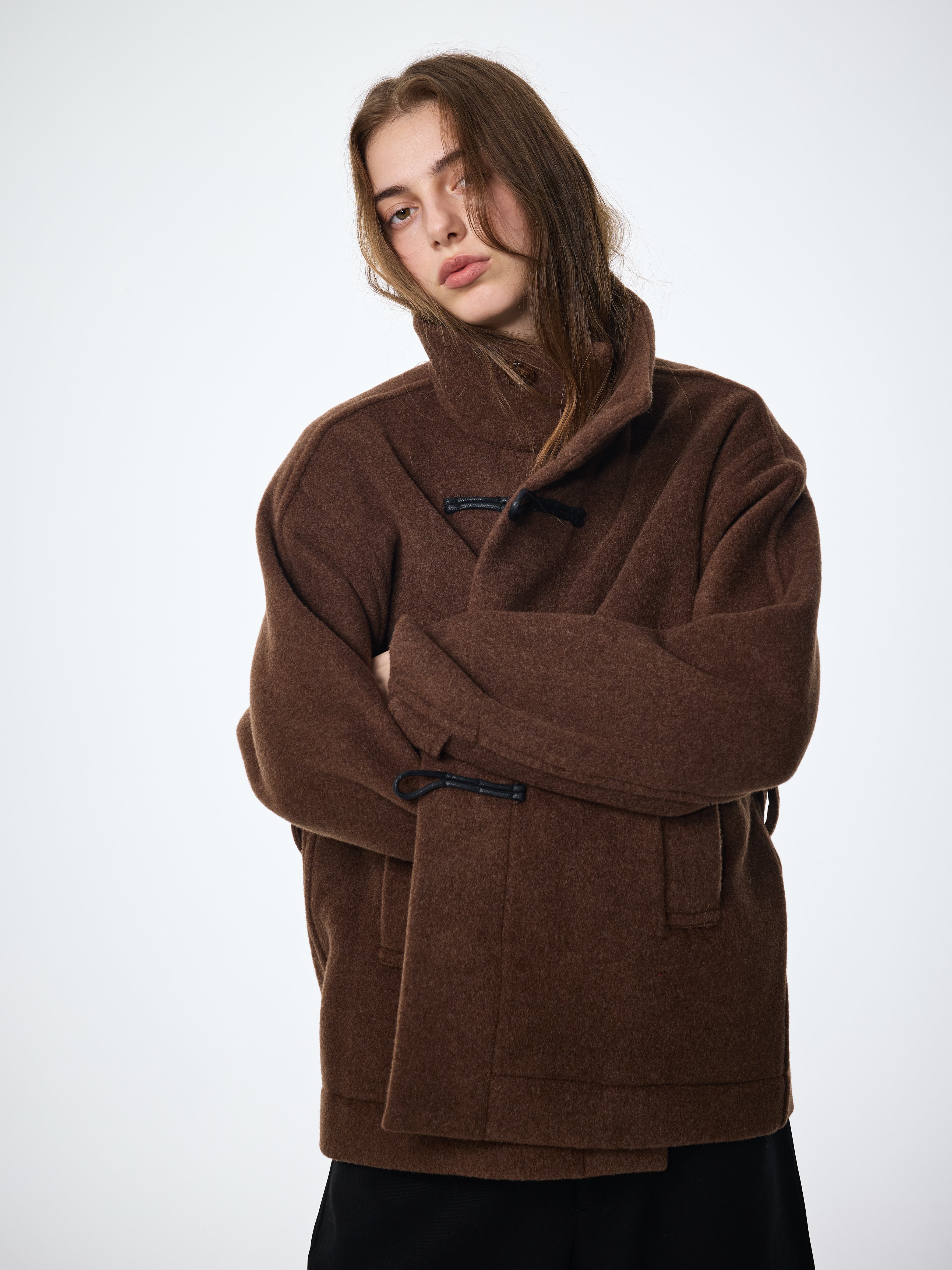 Duffle-coat en laine à haute torsion