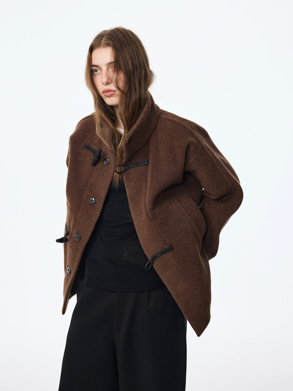 Duffle-coat en laine à haute torsion