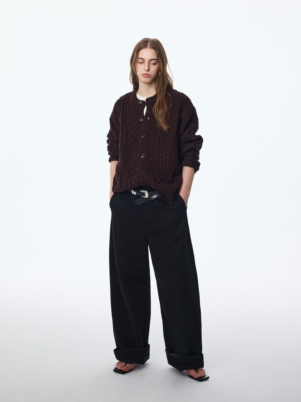 Wool‑Blend Pocket Cardigan