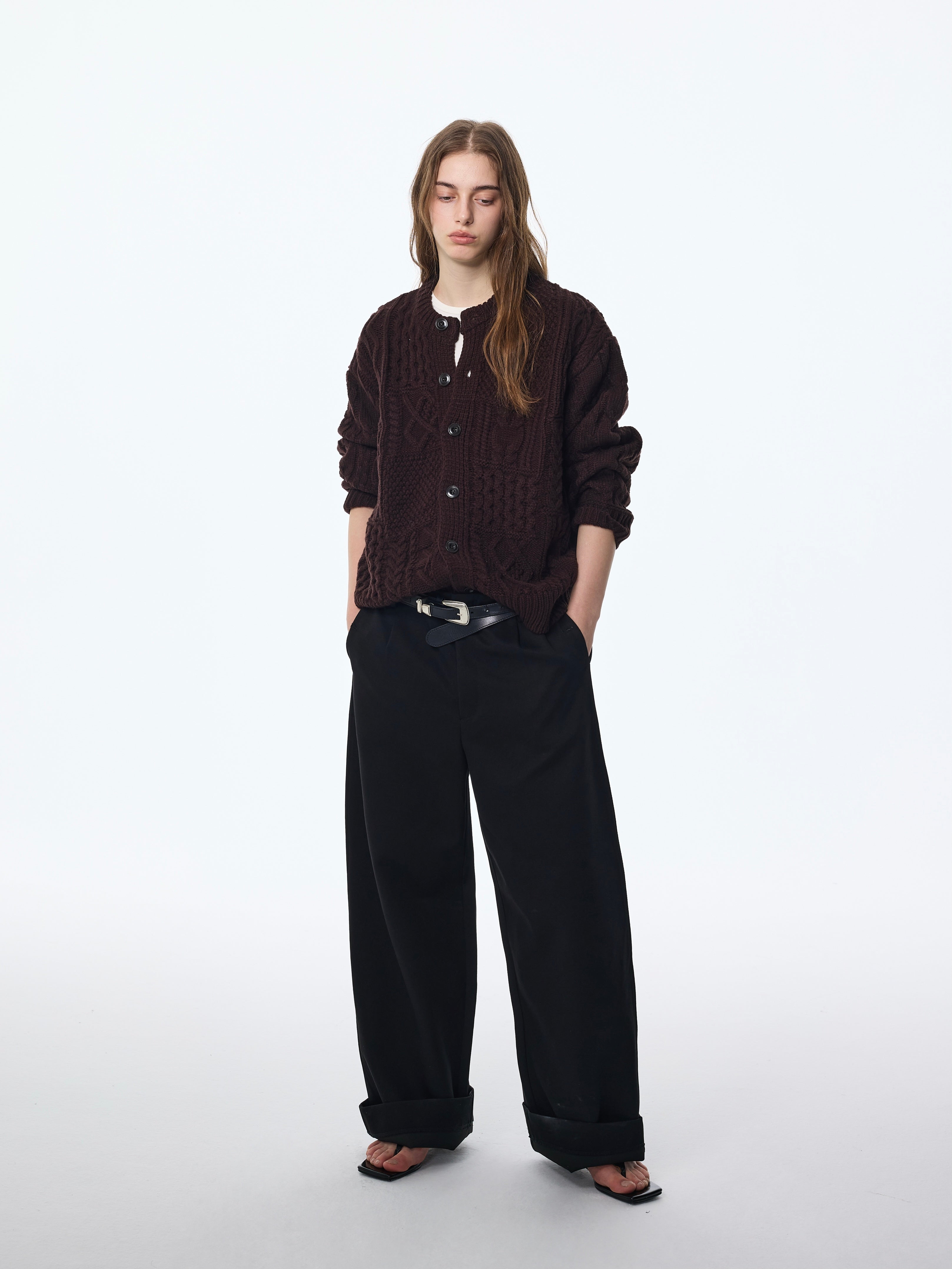 Cárdigan de mezcla de lana con bolsillos