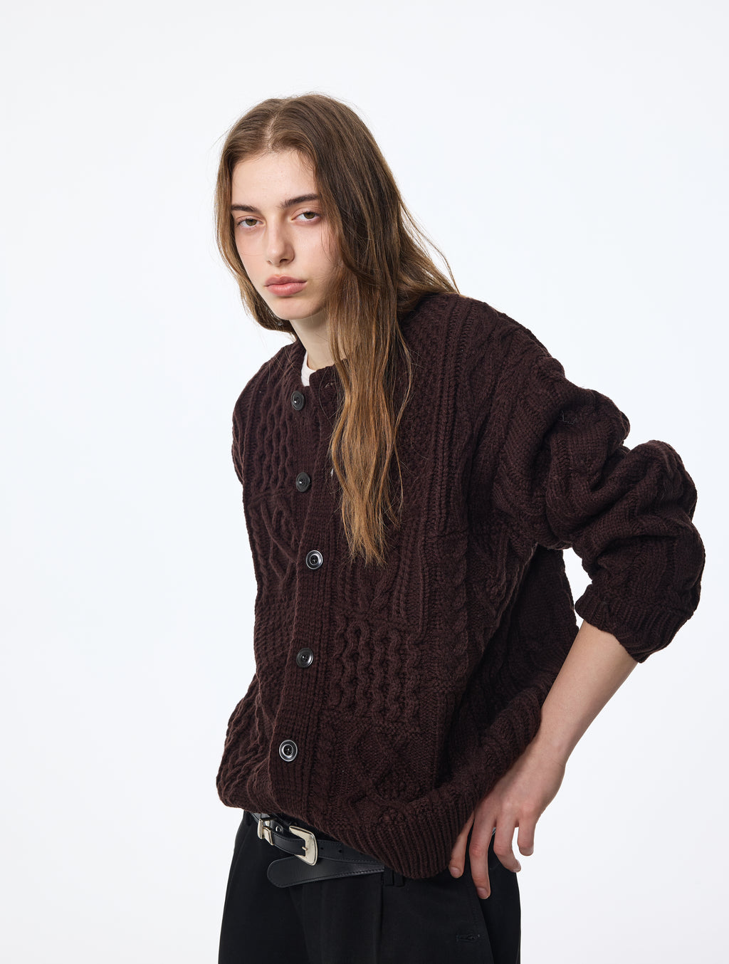 Wool‑Blend Pocket Cardigan