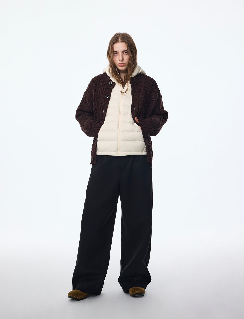 Wool‑Blend Pocket Cardigan