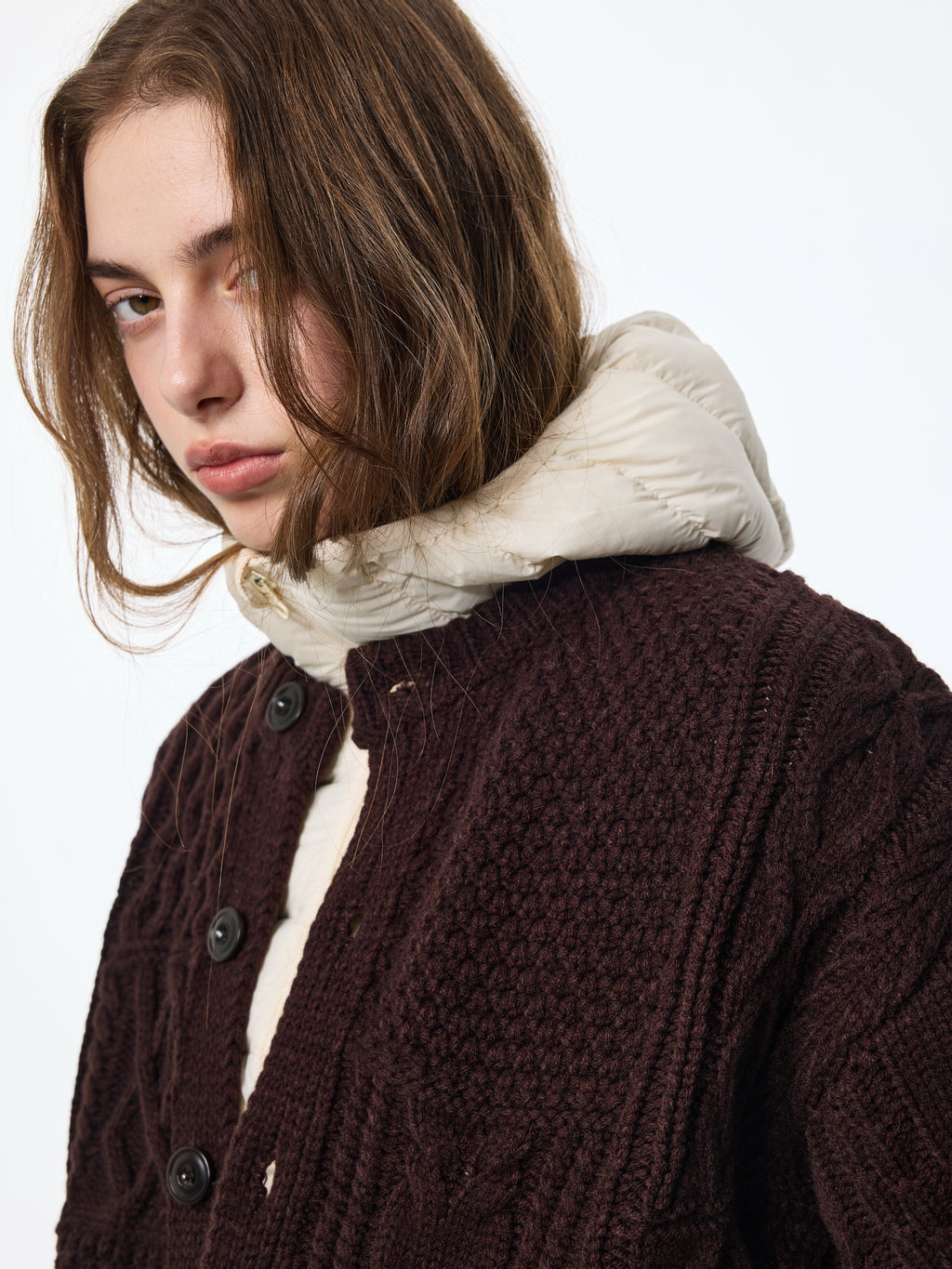 Wool‑Blend Pocket Cardigan