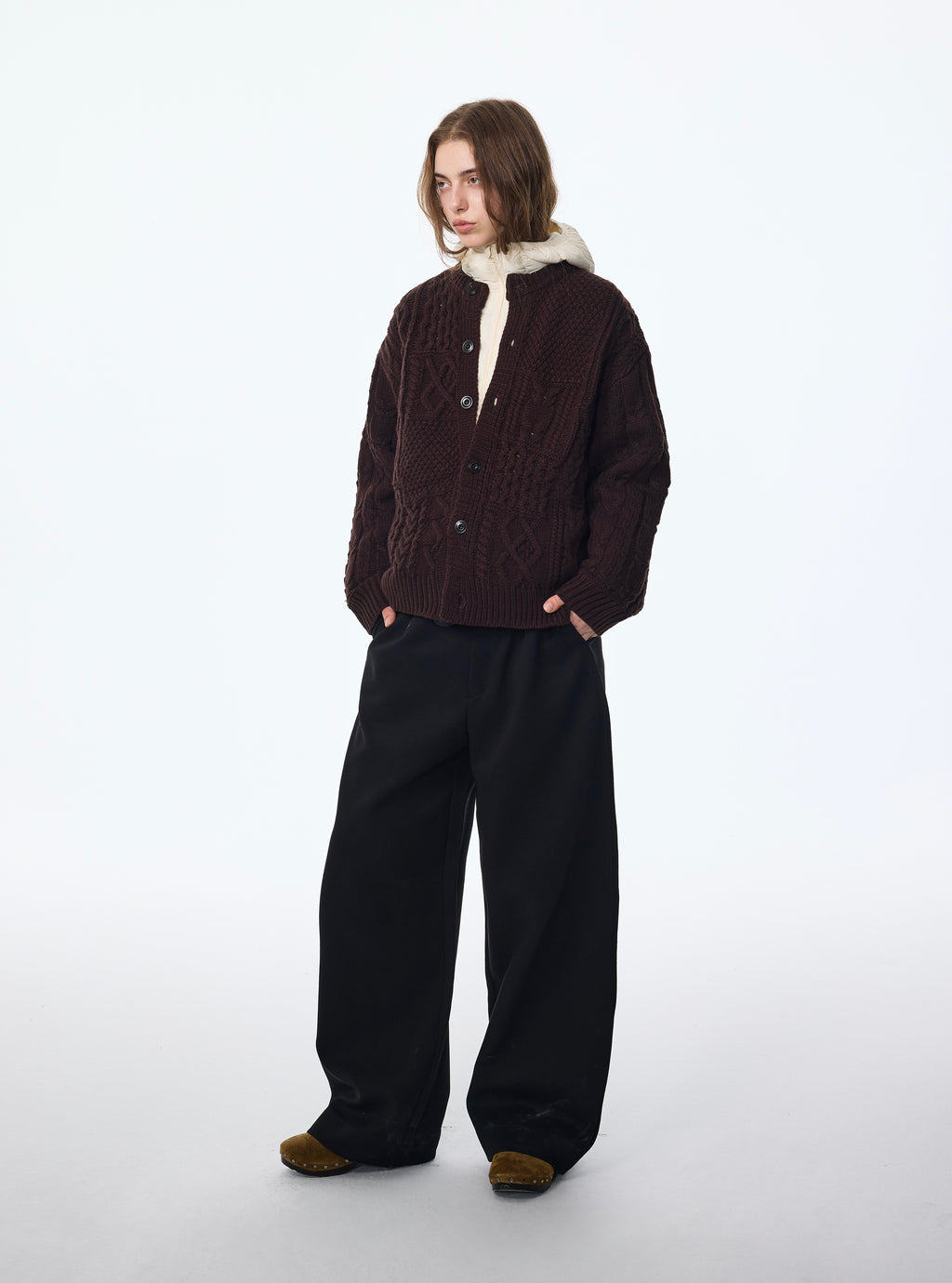 Wool‑Blend Pocket Cardigan