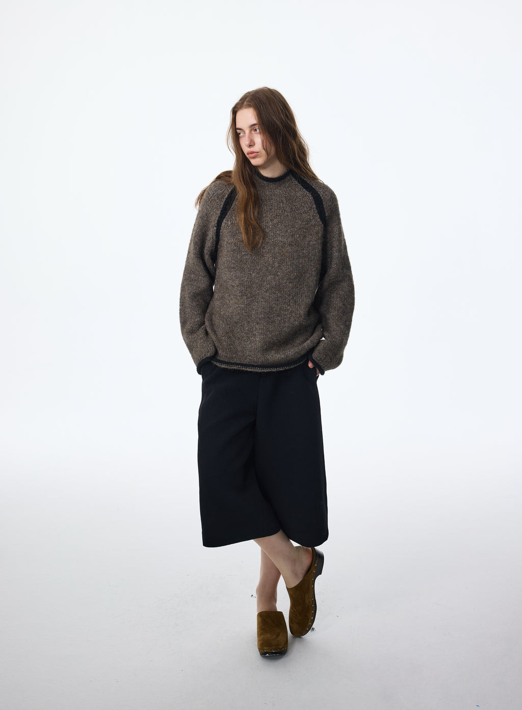 Jersey de cuello alto de mezcla de lana