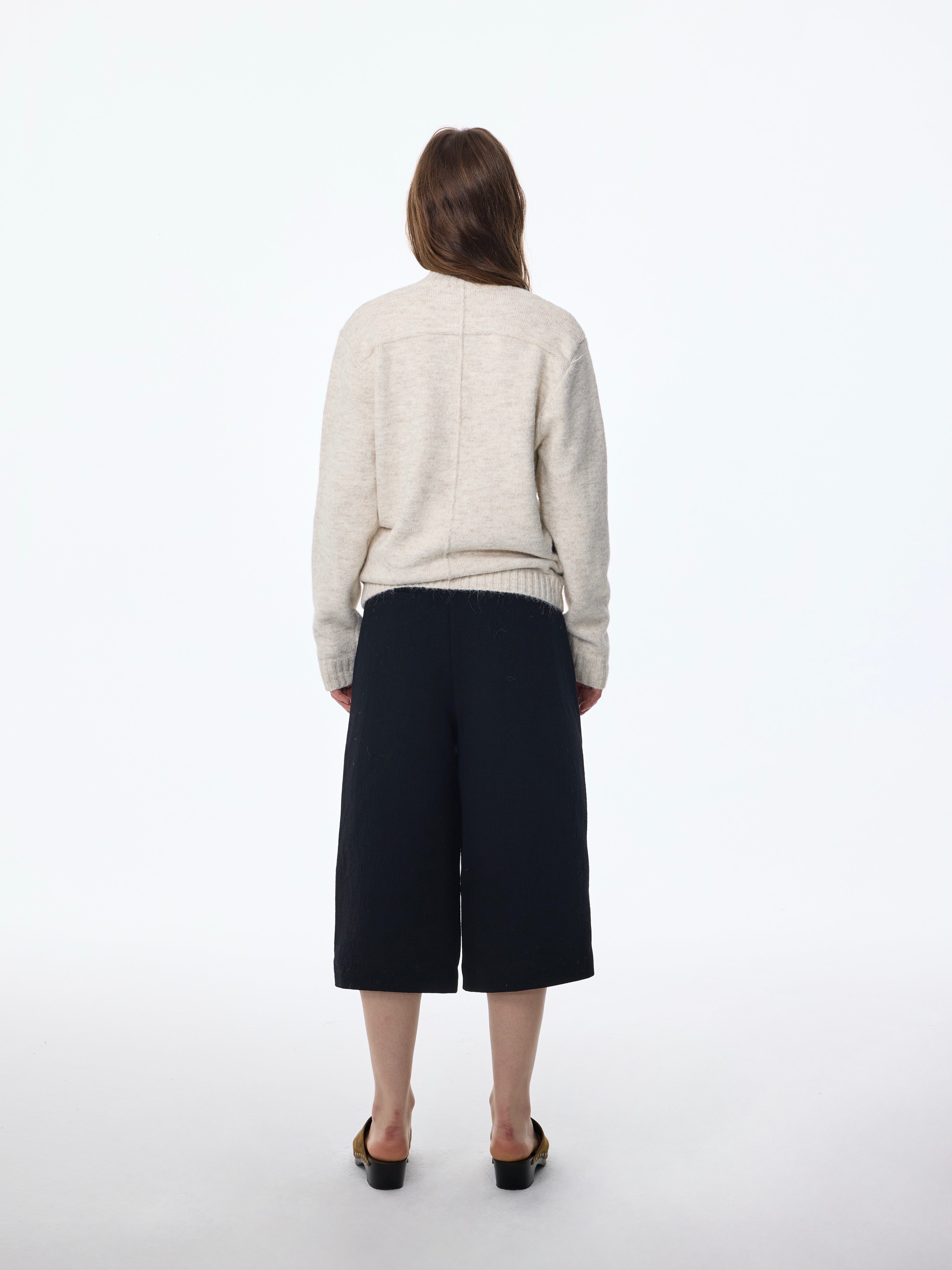 High‑Collar Dual‑Zipper Knit Cardigan