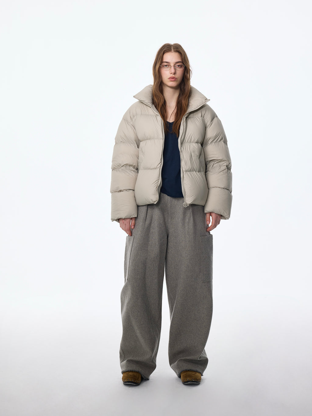 Chaqueta de plumón de ganso con cuello alto