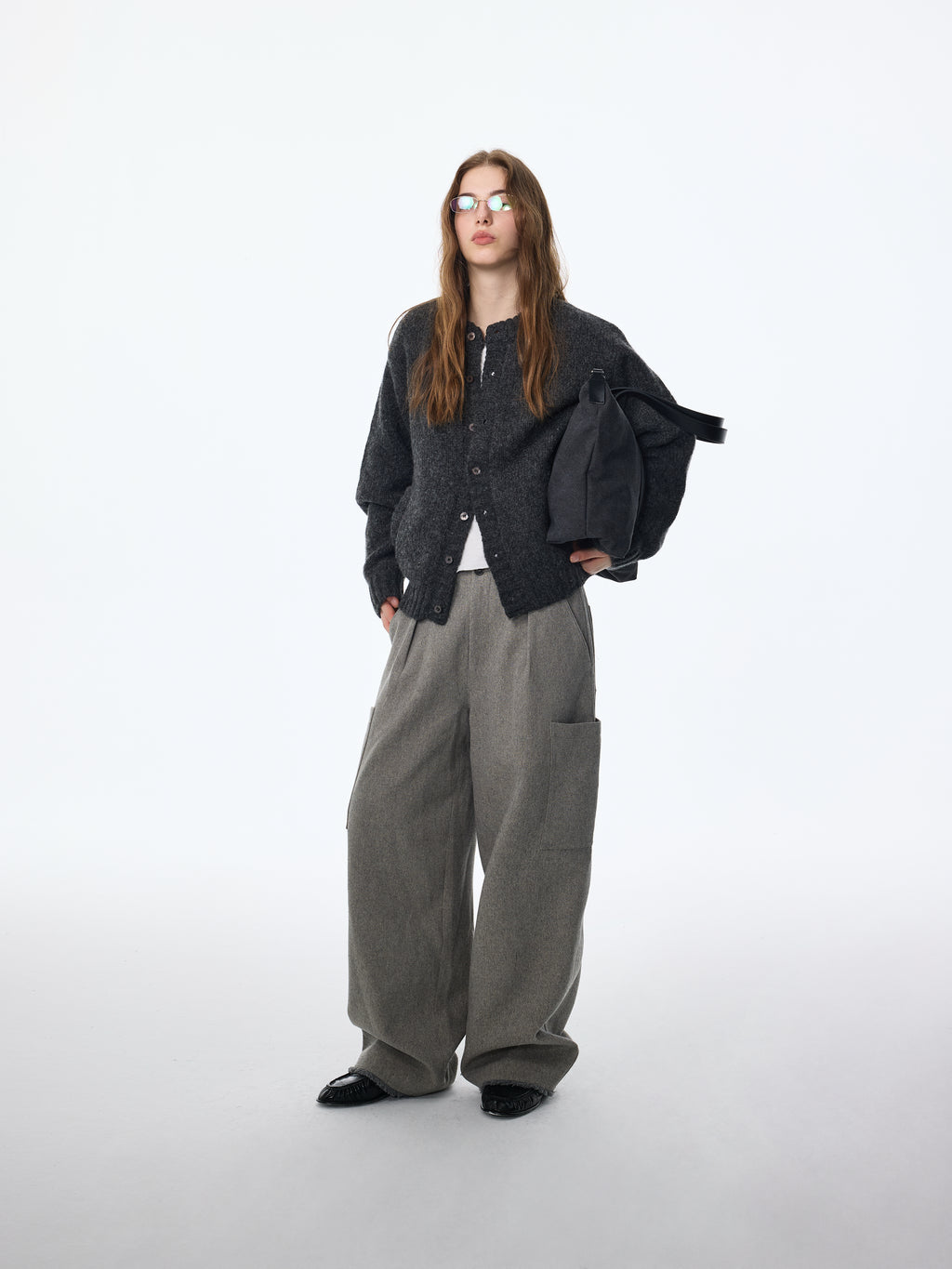 Cárdigan de mezcla de lana con bolsillos