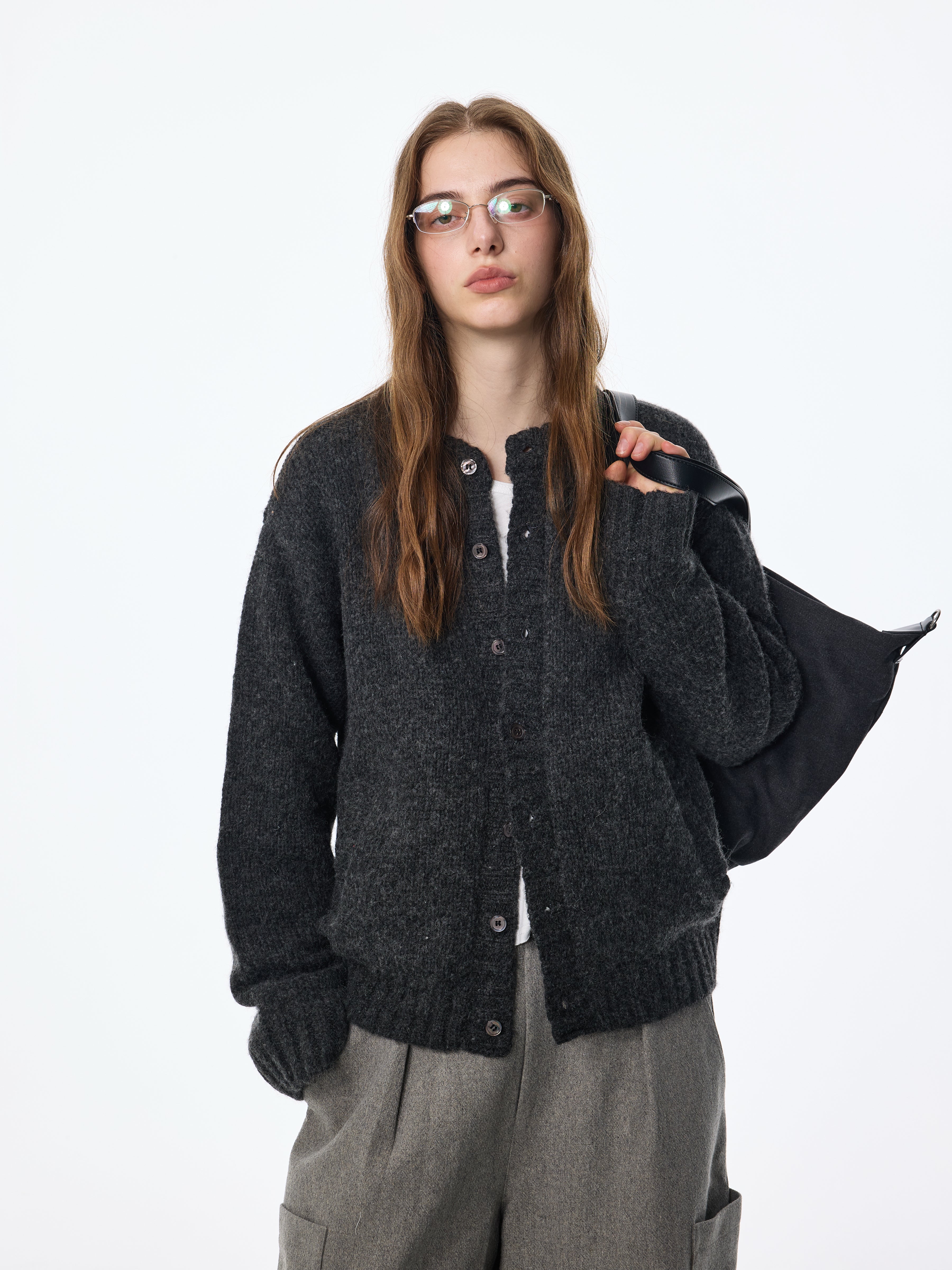 Cárdigan de mezcla de lana con bolsillos