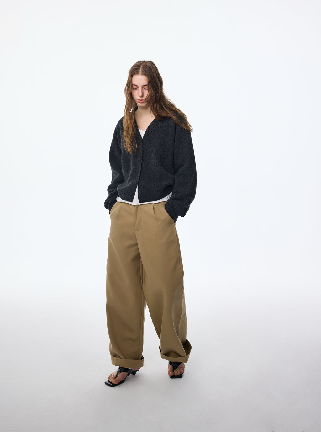 High‑Twist Wool Blazer Knit Cardigan