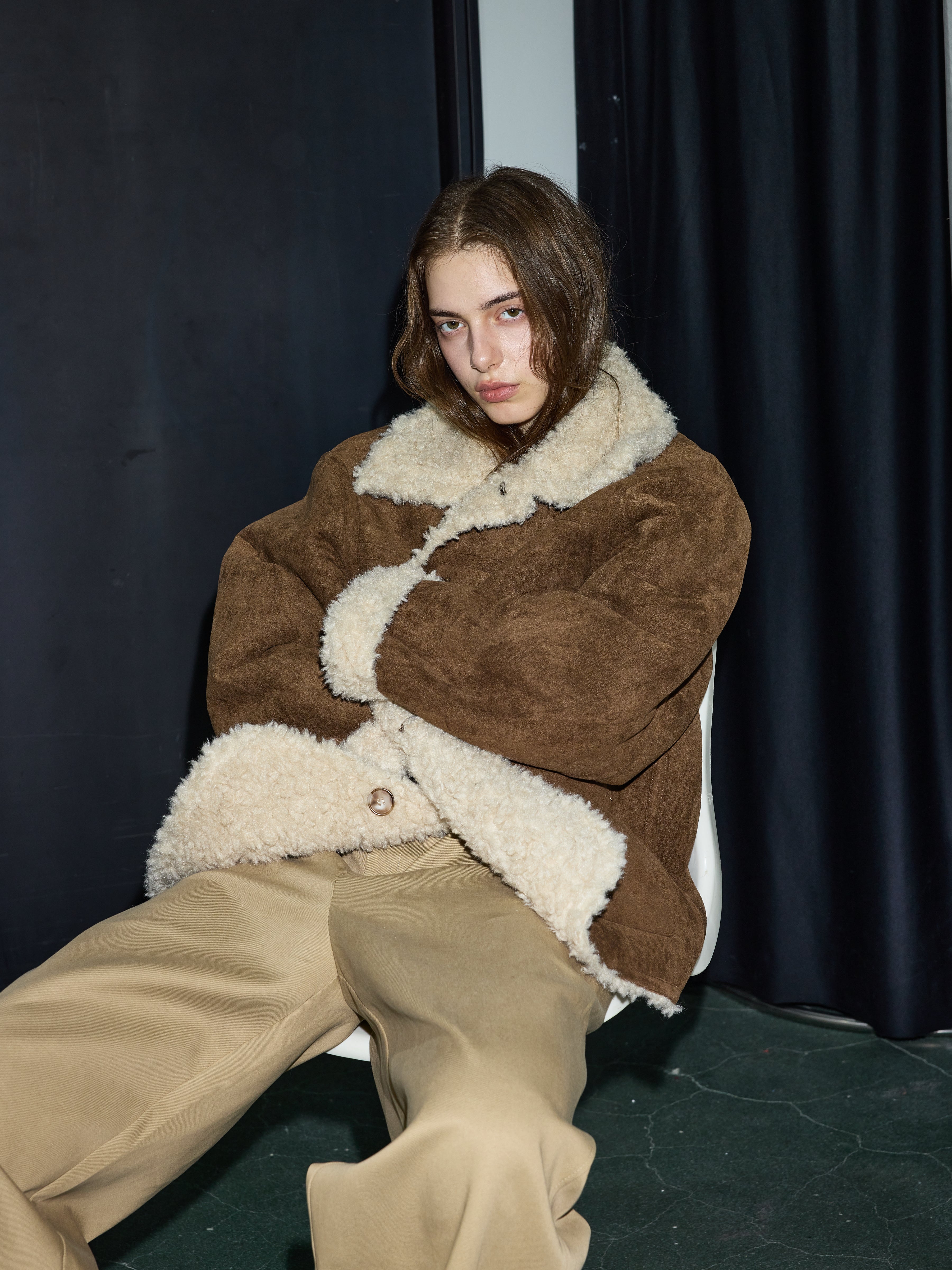 Veste réversible effet peau de mouton retournée 