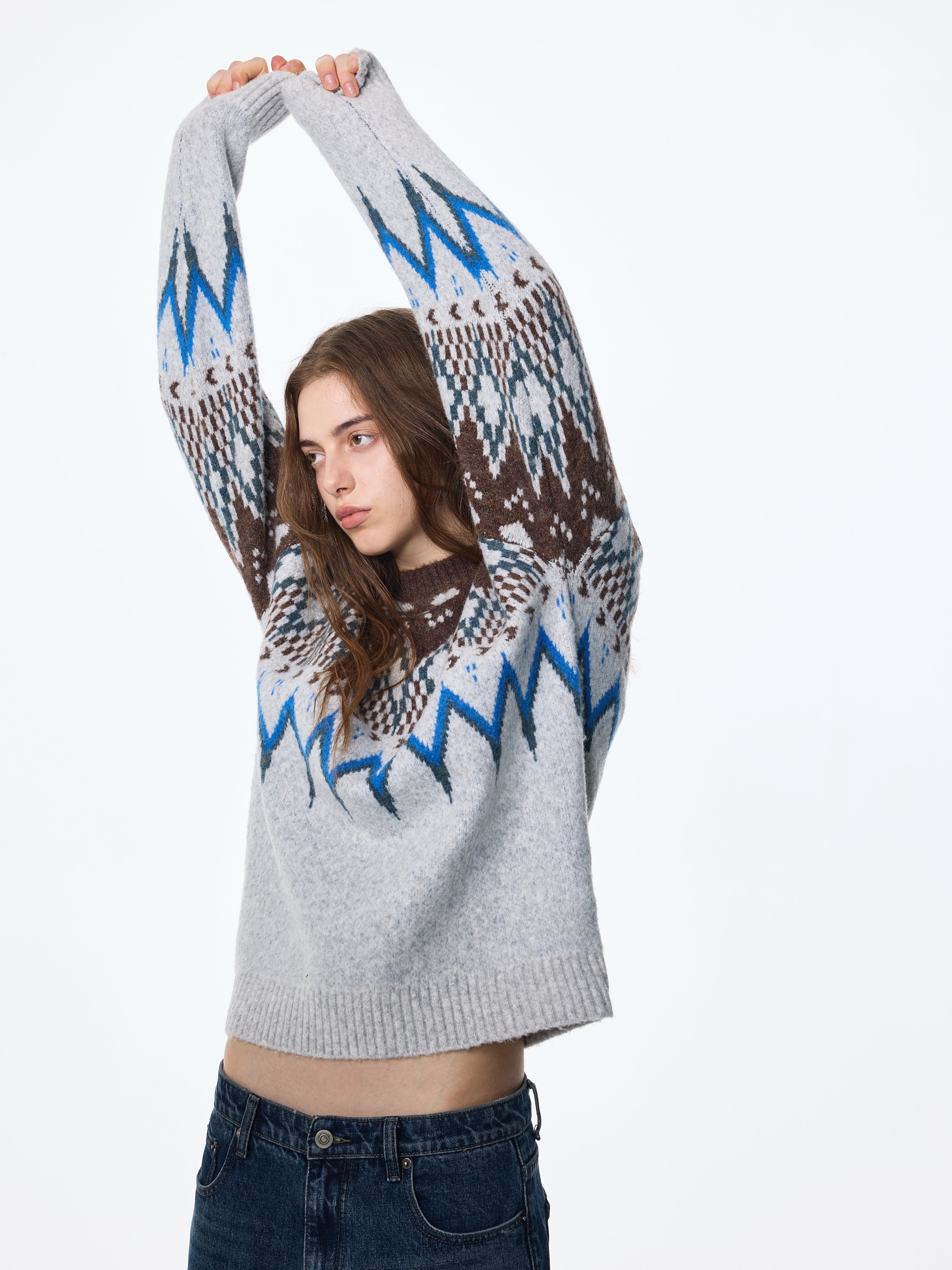 Tejido de punto con patrón de diamantes Fair Isle 