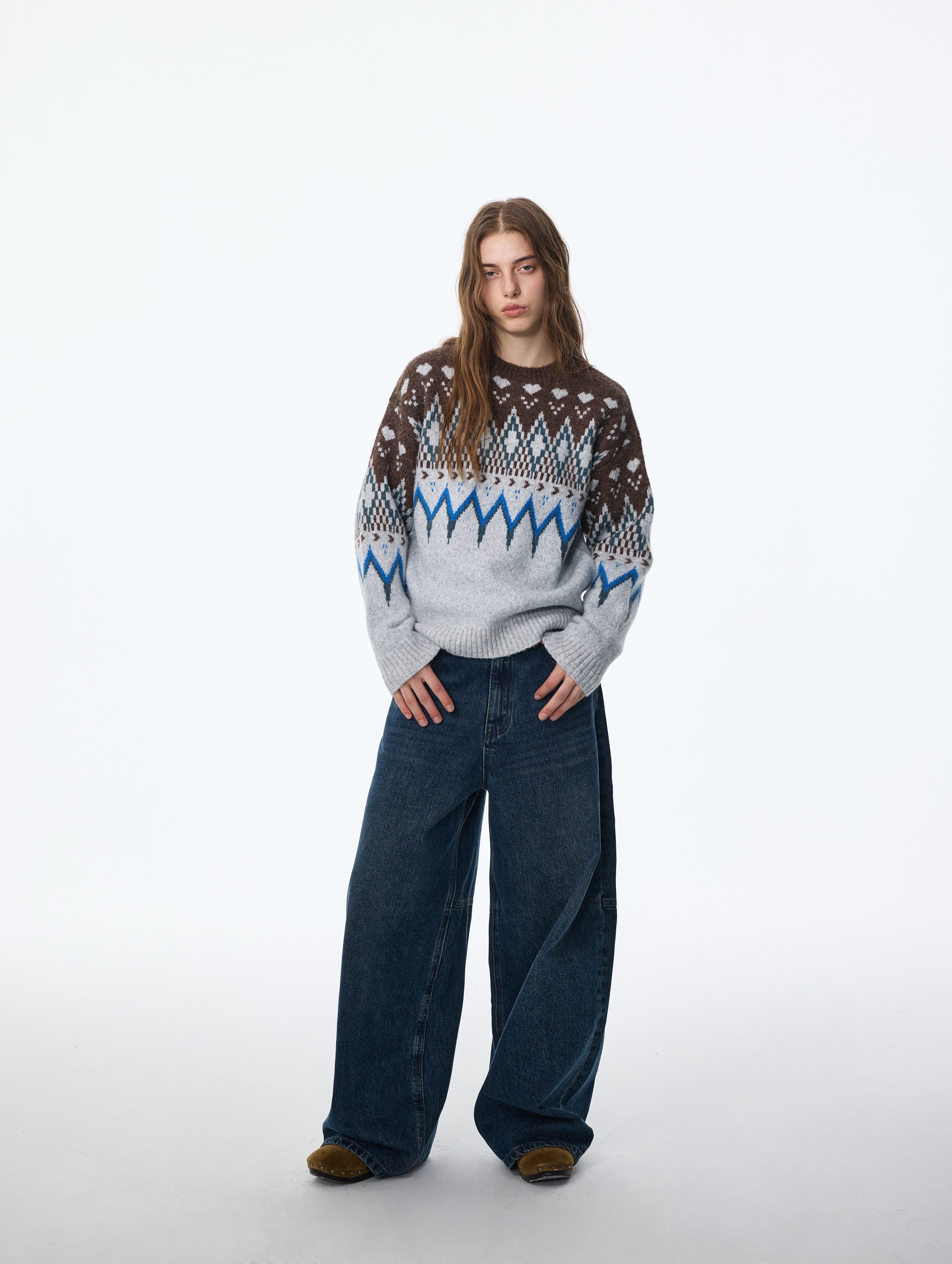 Tejido de punto con patrón de diamantes Fair Isle 