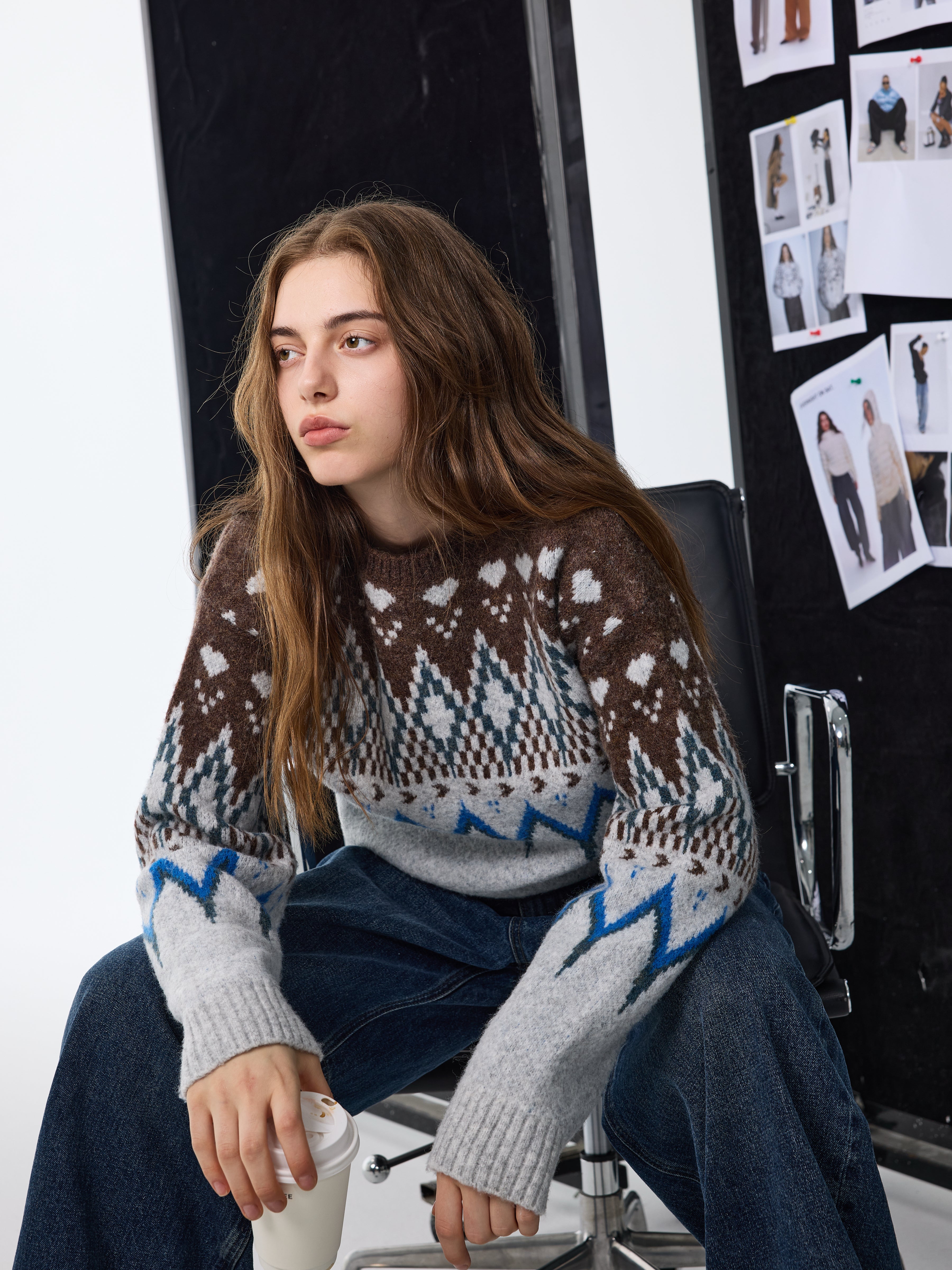 Tejido de punto con patrón de diamantes Fair Isle 