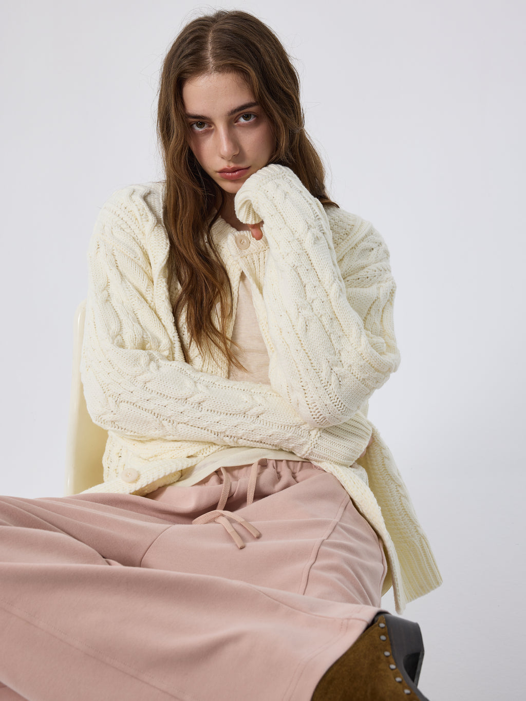 Wool‑Blend Pocket Cardigan